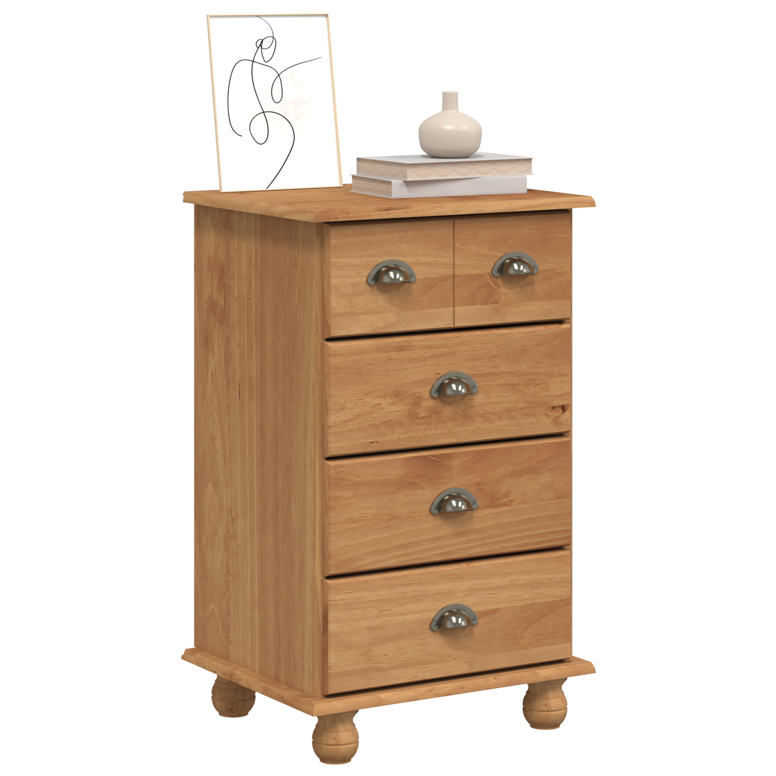 Comodă cu sertare 'ASKIM'Maro Honey 45.8x40x79 cm Lemn solid Pin GartenMobel Dekor