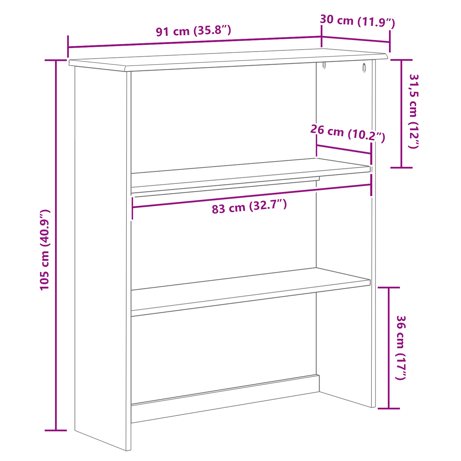 Hutch 'ASKIM'91x30x104 cm Lemn masiv de pin GartenMobel Dekor