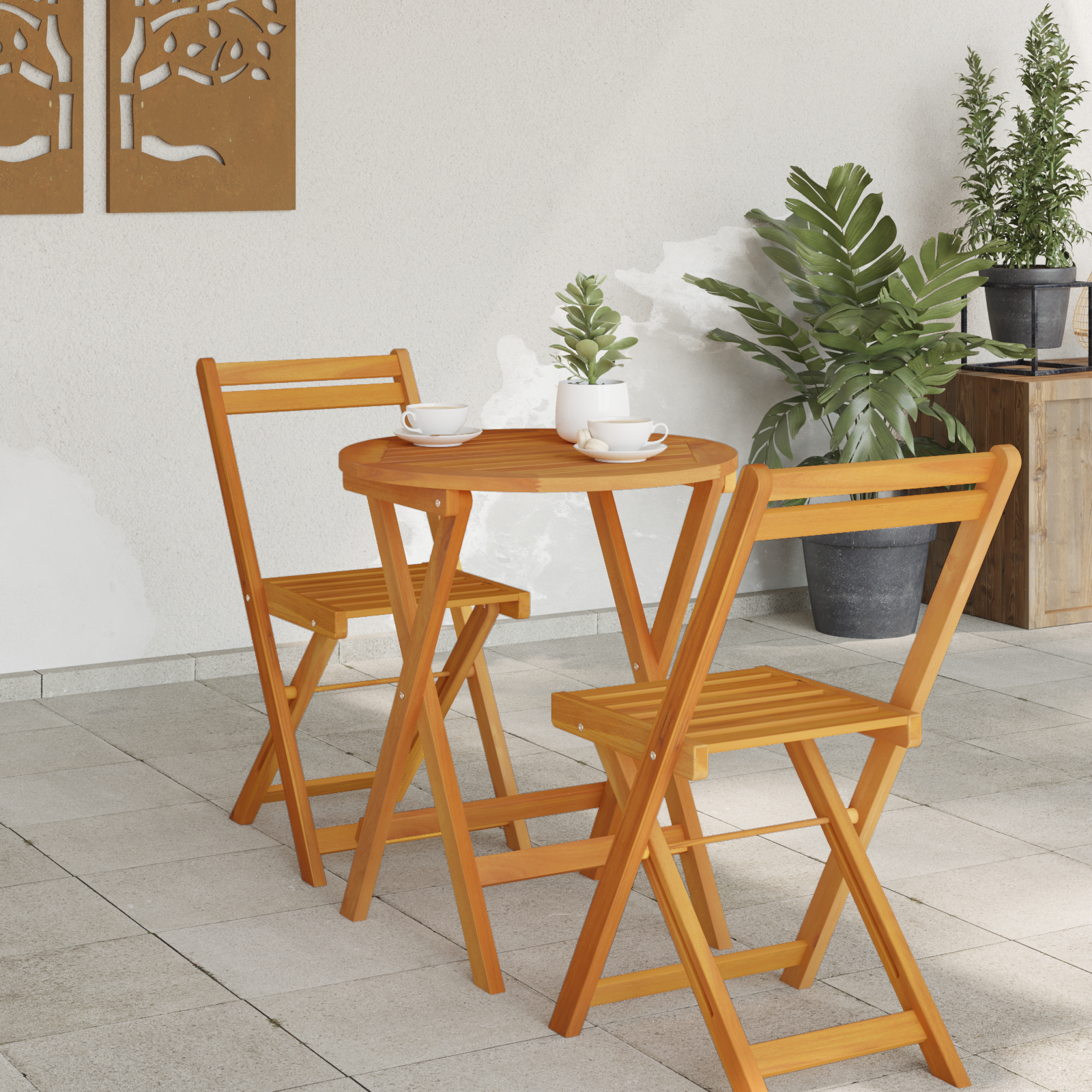 Masă pliantă de grădină rotundă Ø60x72 cm Lemn solid de acacia GartenMobel Dekor