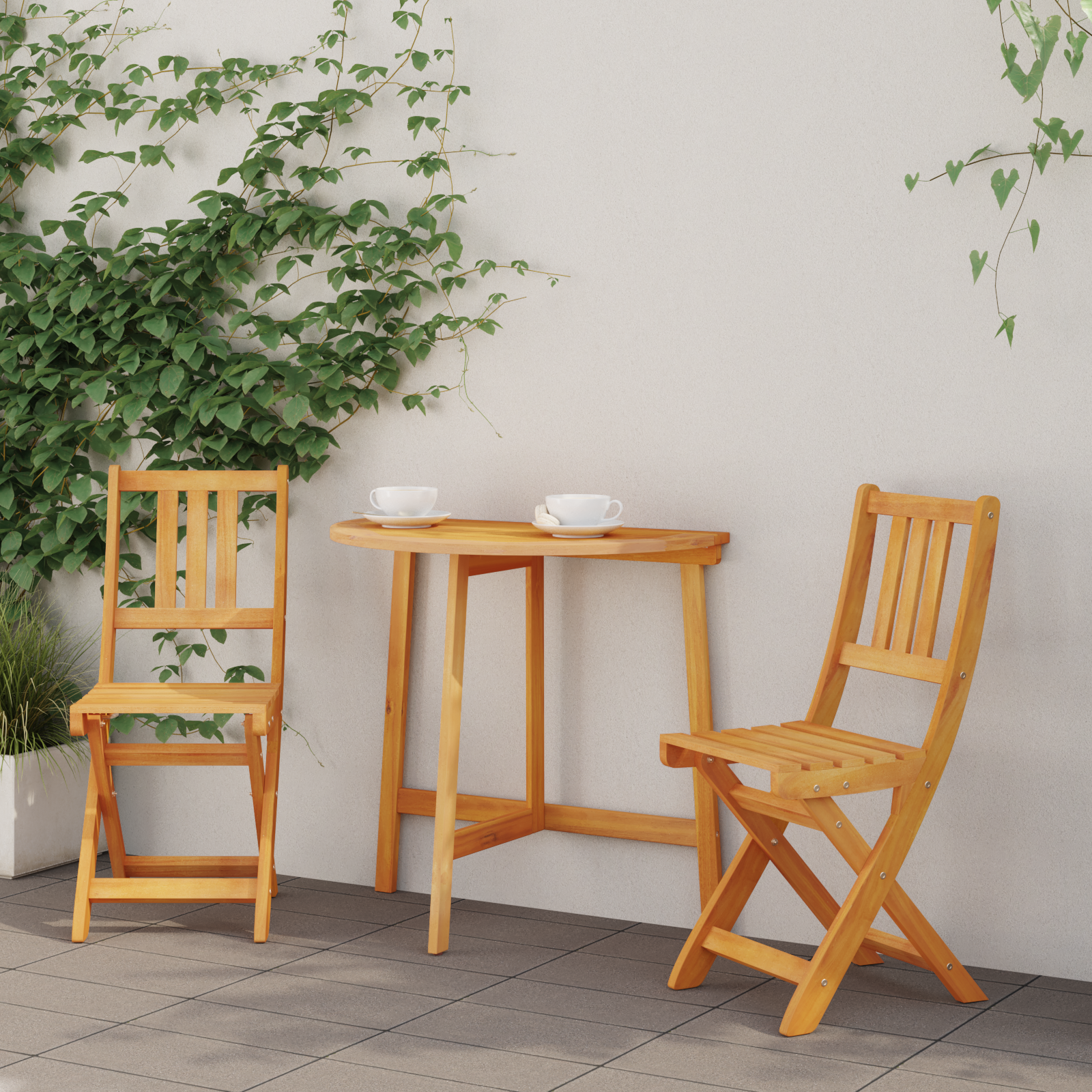 Set de 2 scaune pliabile de grădină 36x46x85 cm Lemn masiv de Acacia GartenMobel Dekor