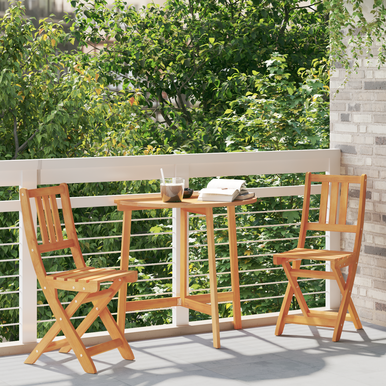 Set de 2 scaune pliabile de grădină 36x46x85 cm Lemn masiv de Acacia GartenMobel Dekor