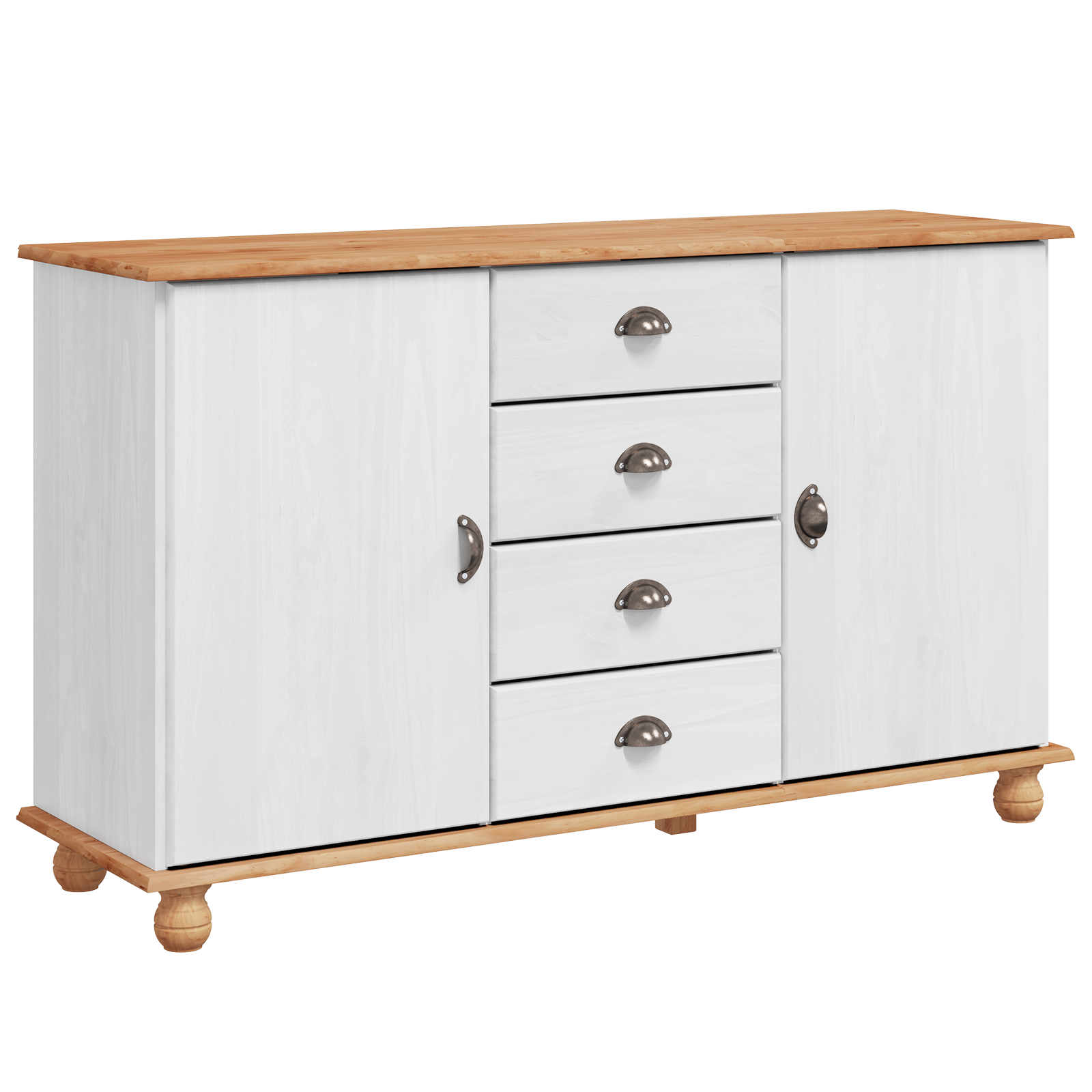 Sideboard 'ASKIM'Alb 133.5x40x79 cm Lemn Solid de Pin GartenMobel Dekor