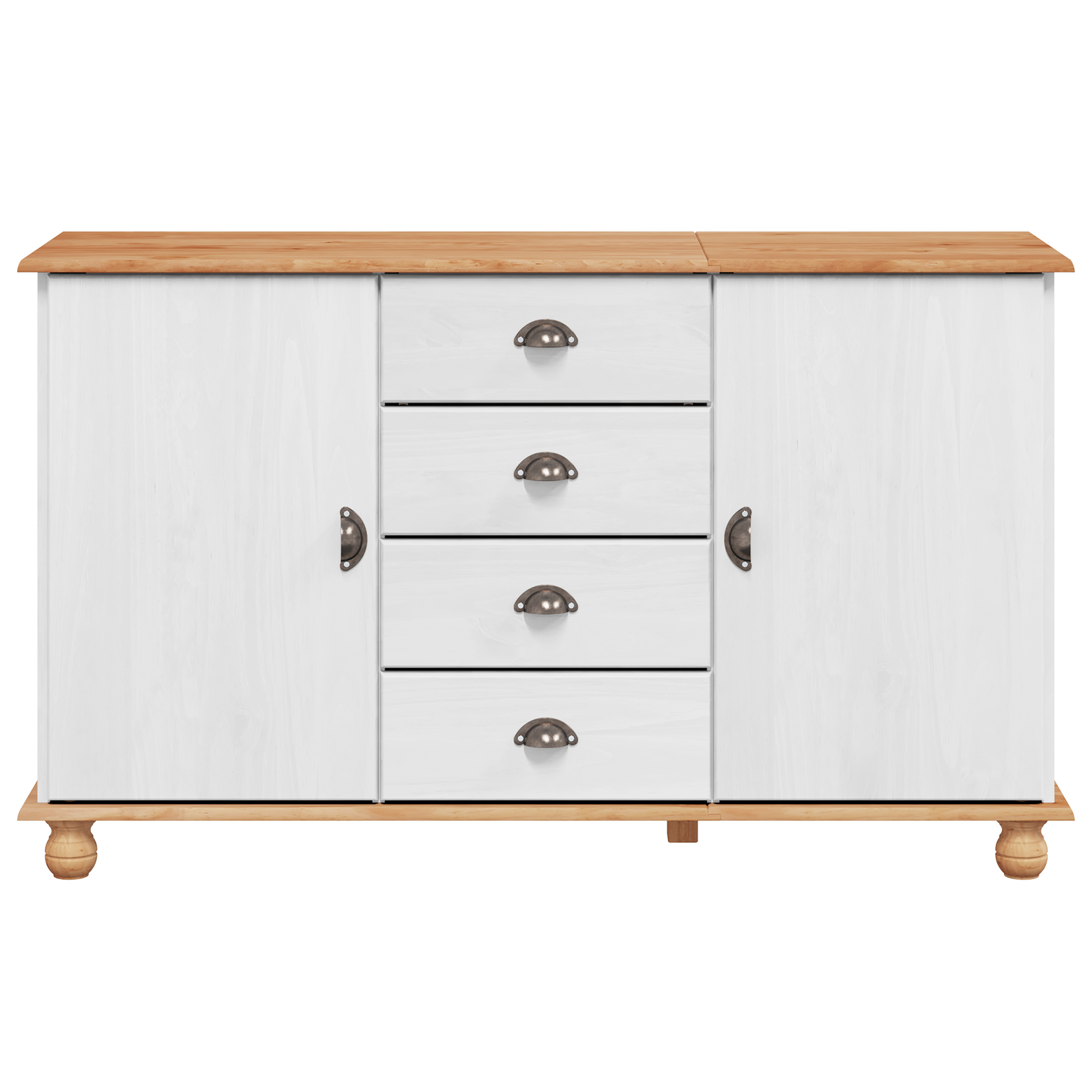 Sideboard 'ASKIM'Alb 133.5x40x79 cm Lemn Solid de Pin GartenMobel Dekor