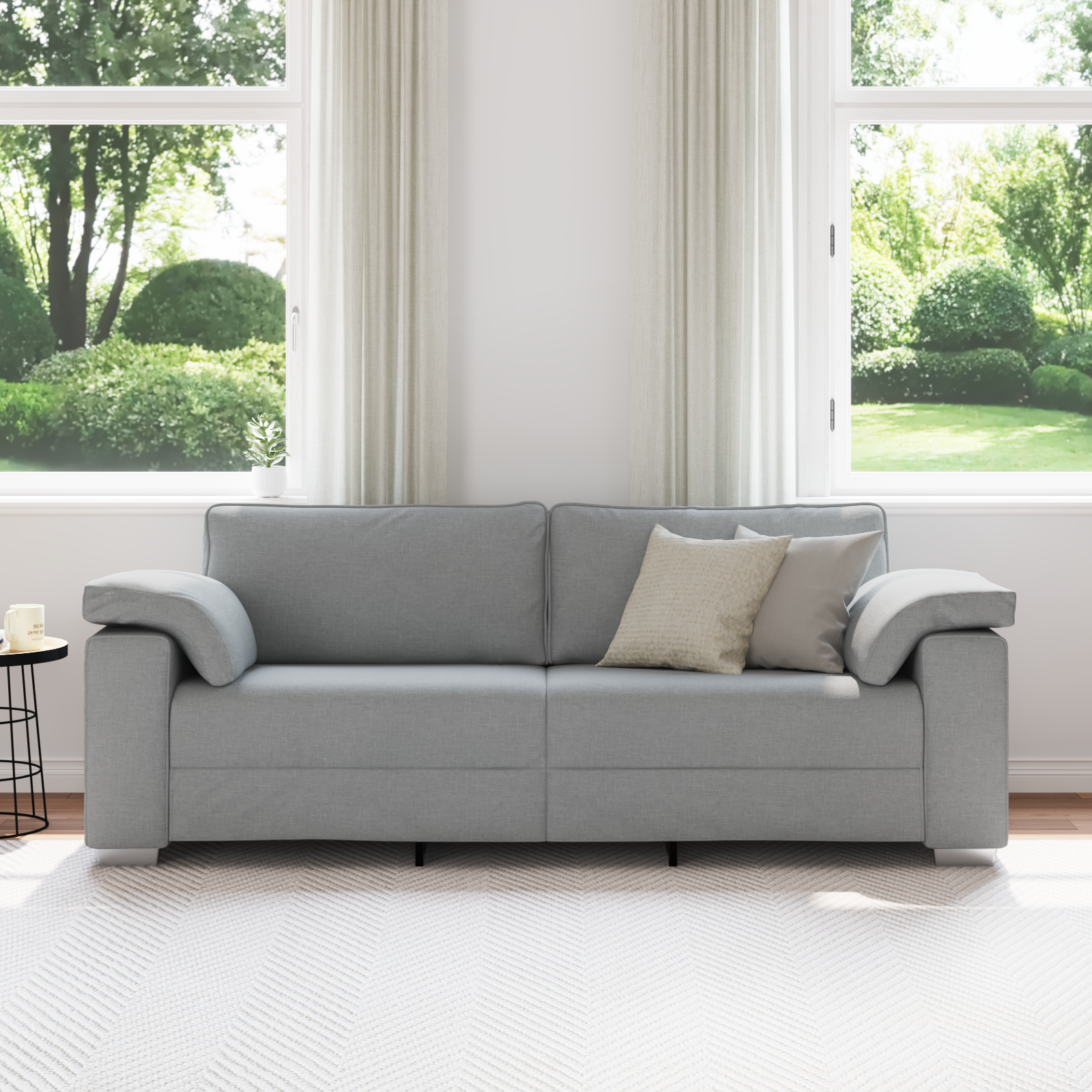 Canapea 3 locuri  Gri deschis 178 cm Textil GartenMobel Dekor