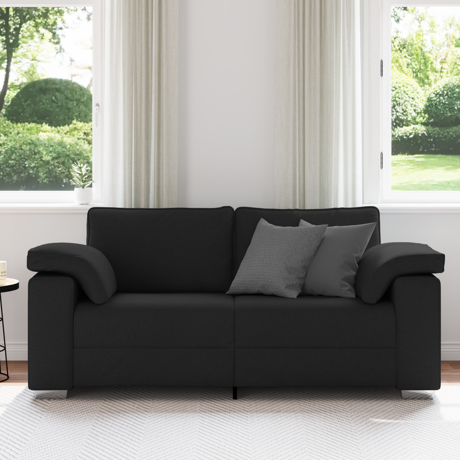 Canapea Loveseat  Neagră 140 cm Material GartenMobel Dekor