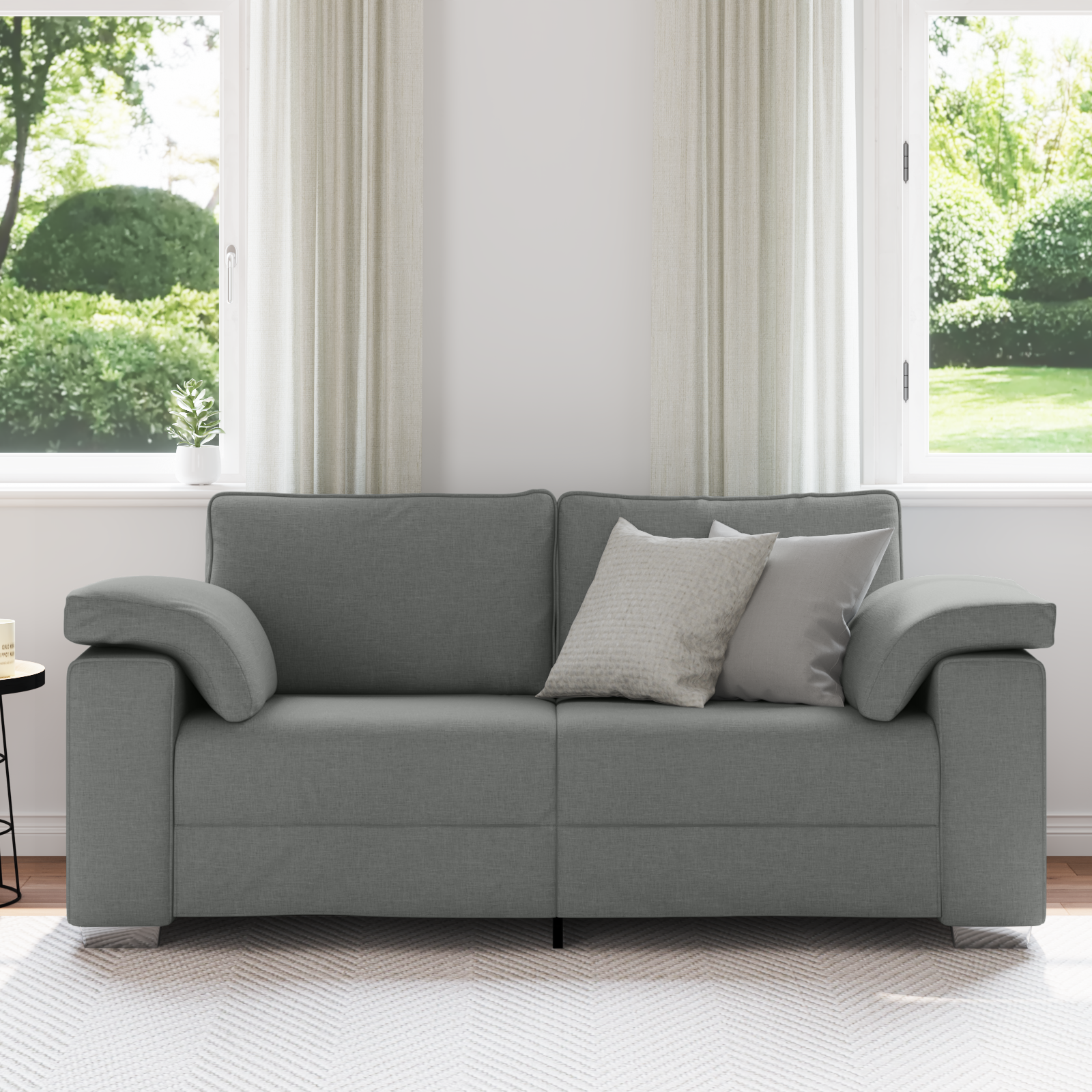 Canapea loveseat  Gri închis 140 cm din material textil GartenMobel Dekor