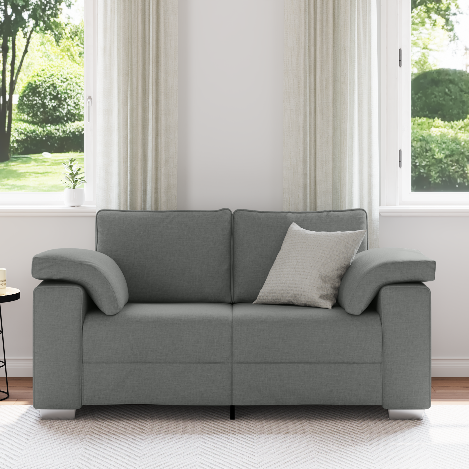Canapea loveseat  gri închis, 120 cm, din textil GartenMobel Dekor