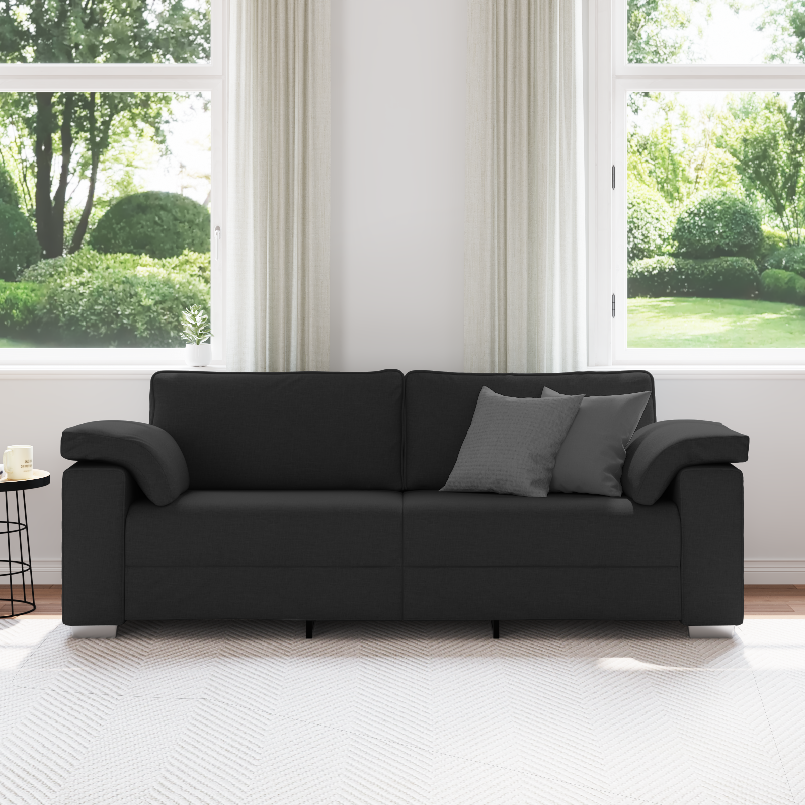 Canapeaua 3 locuri  Neagră, 178 cm, Fabric GartenMobel Dekor