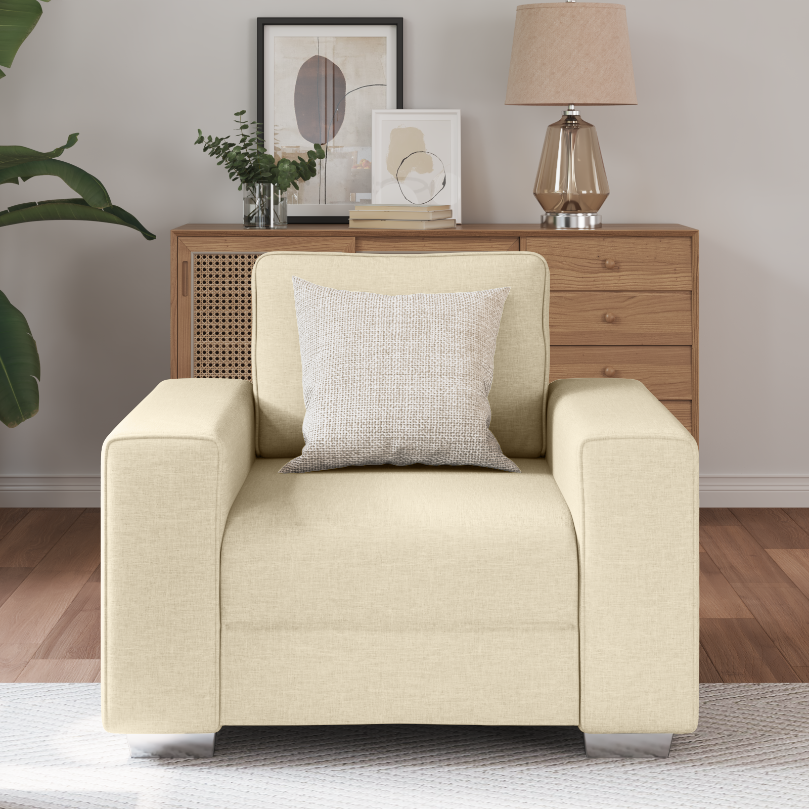 Fotoliu  Crem 59 cm, din material textil GartenMobel Dekor