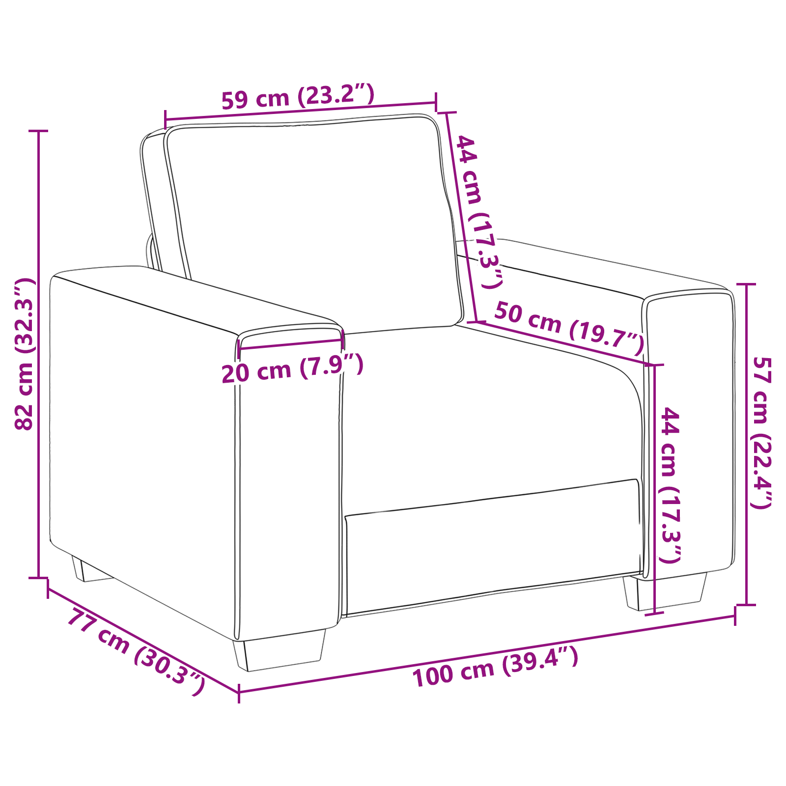 Fotoliu  Crem 59 cm, din material textil GartenMobel Dekor