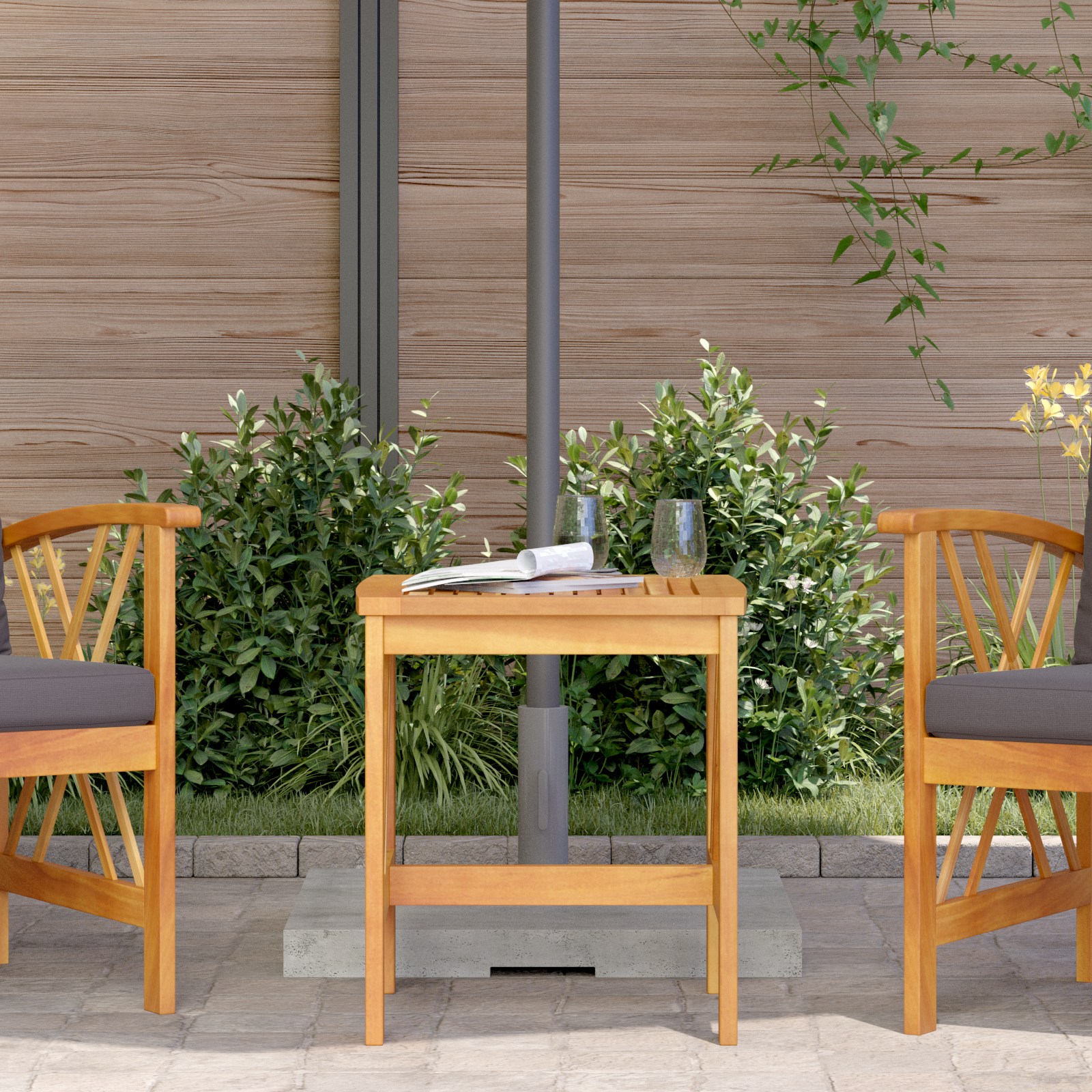 Masă laterală pentru grădină  Marron 45x45x50 cm Lemn masiv de acacia GartenMobel Dekor