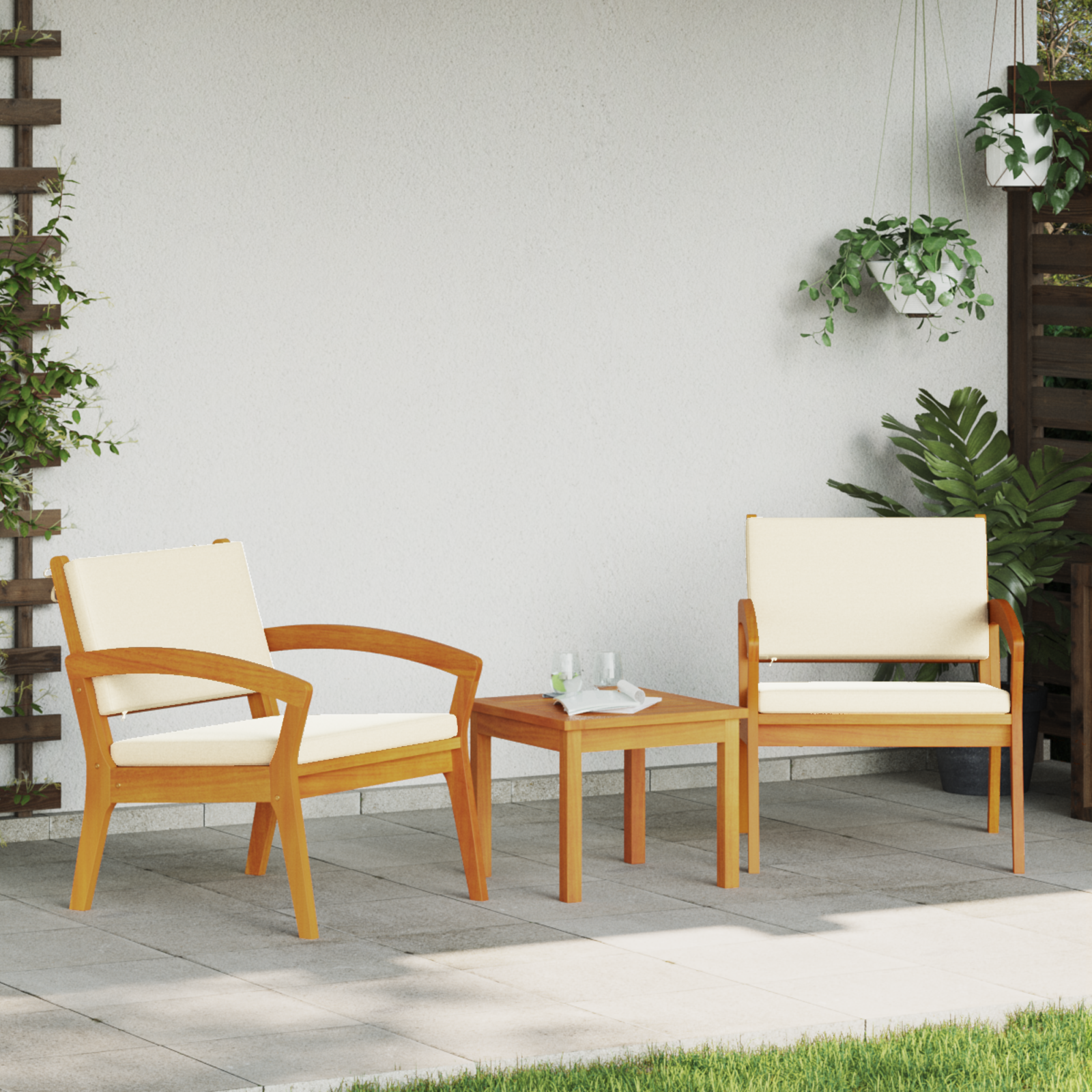 Set de 2 scaune pentru grădină 59,5x70,5x72,5 cm din lemn masiv de acacia GartenMobel Dekor