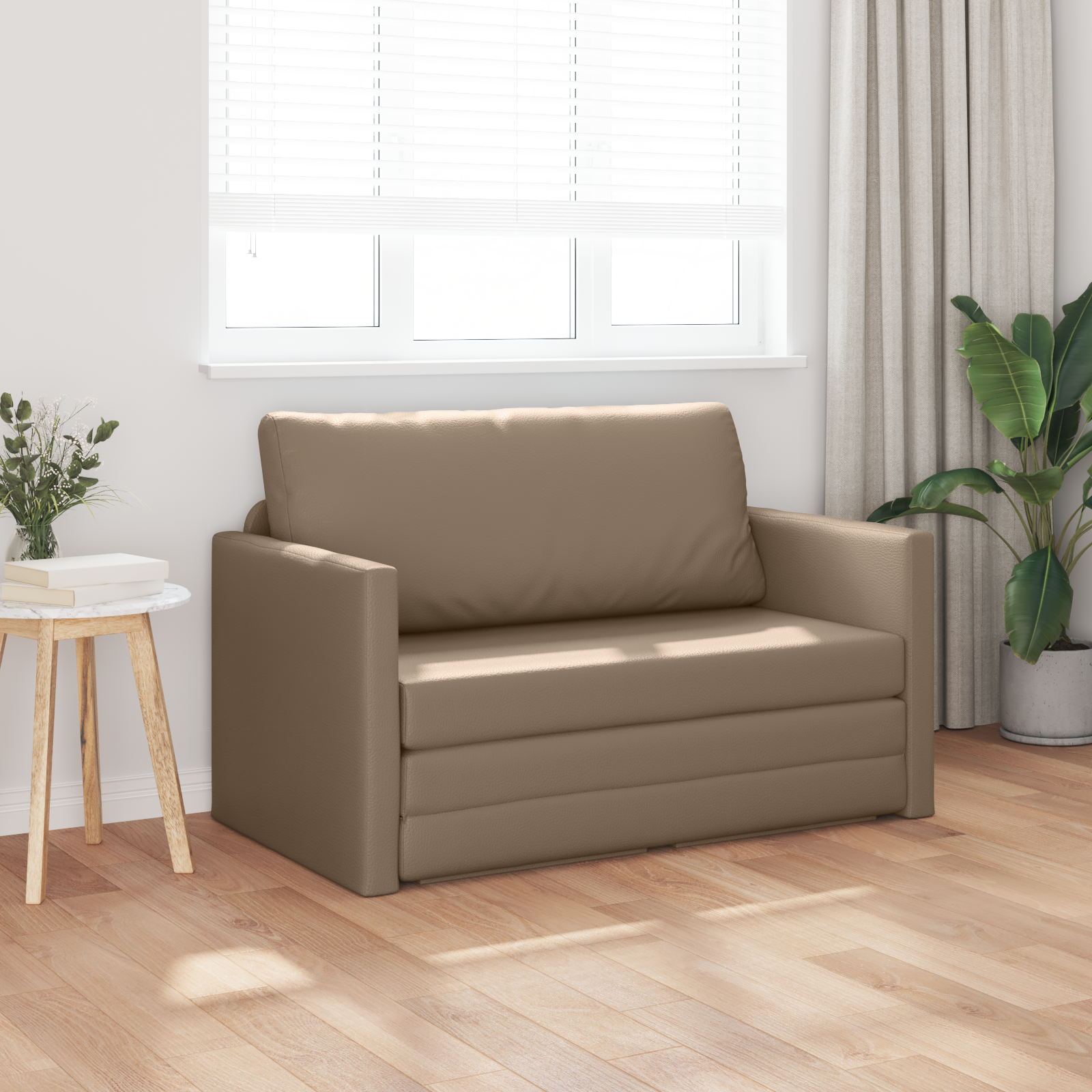 Canapea Pat 2 în 1 Cappuccino 124x71x78 cm Faux Leather GartenMobel Dekor