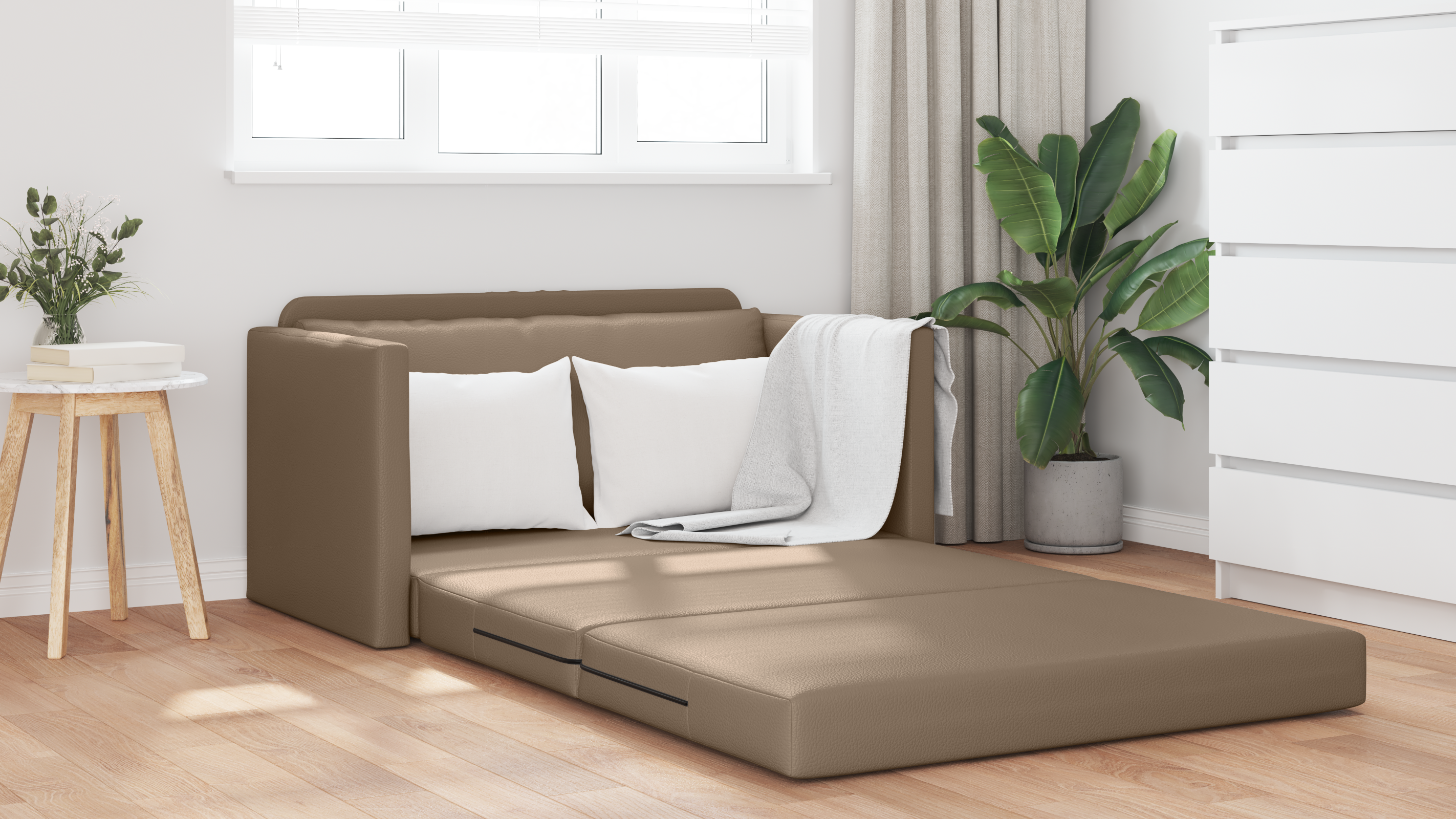 Canapea Pat 2 în 1 Cappuccino 124x71x78 cm Faux Leather GartenMobel Dekor