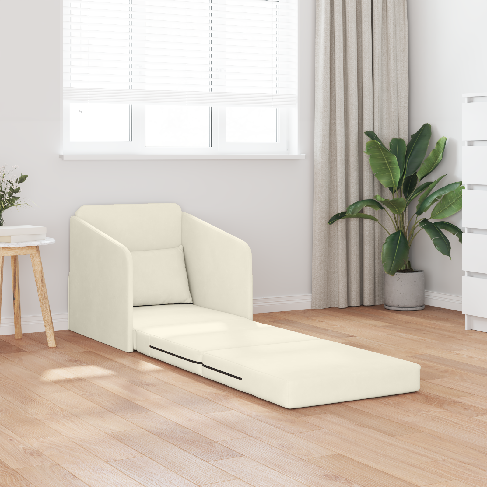 Canapea Pat 2 în 1 Crem 65x80x83 cm Catifea GartenMobel Dekor
