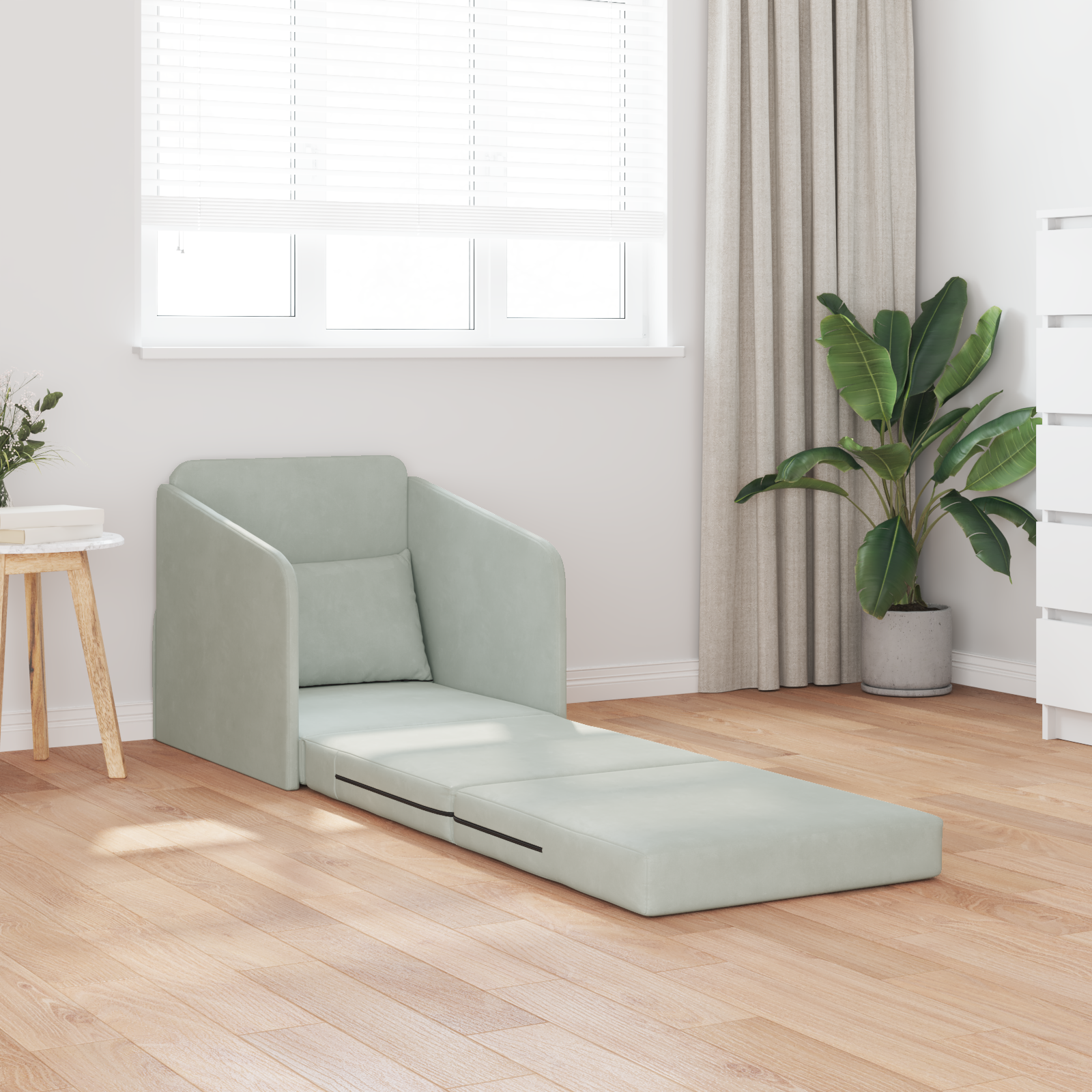 Canapea Pat 2 în 1 Gri Deschis 65x80x83 cm Catifea GartenMobel Dekor