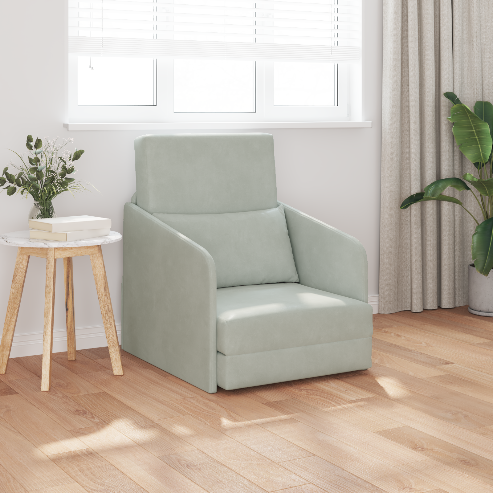 Canapea Pat 2 în 1 Gri Deschis 65x80x83 cm Catifea GartenMobel Dekor