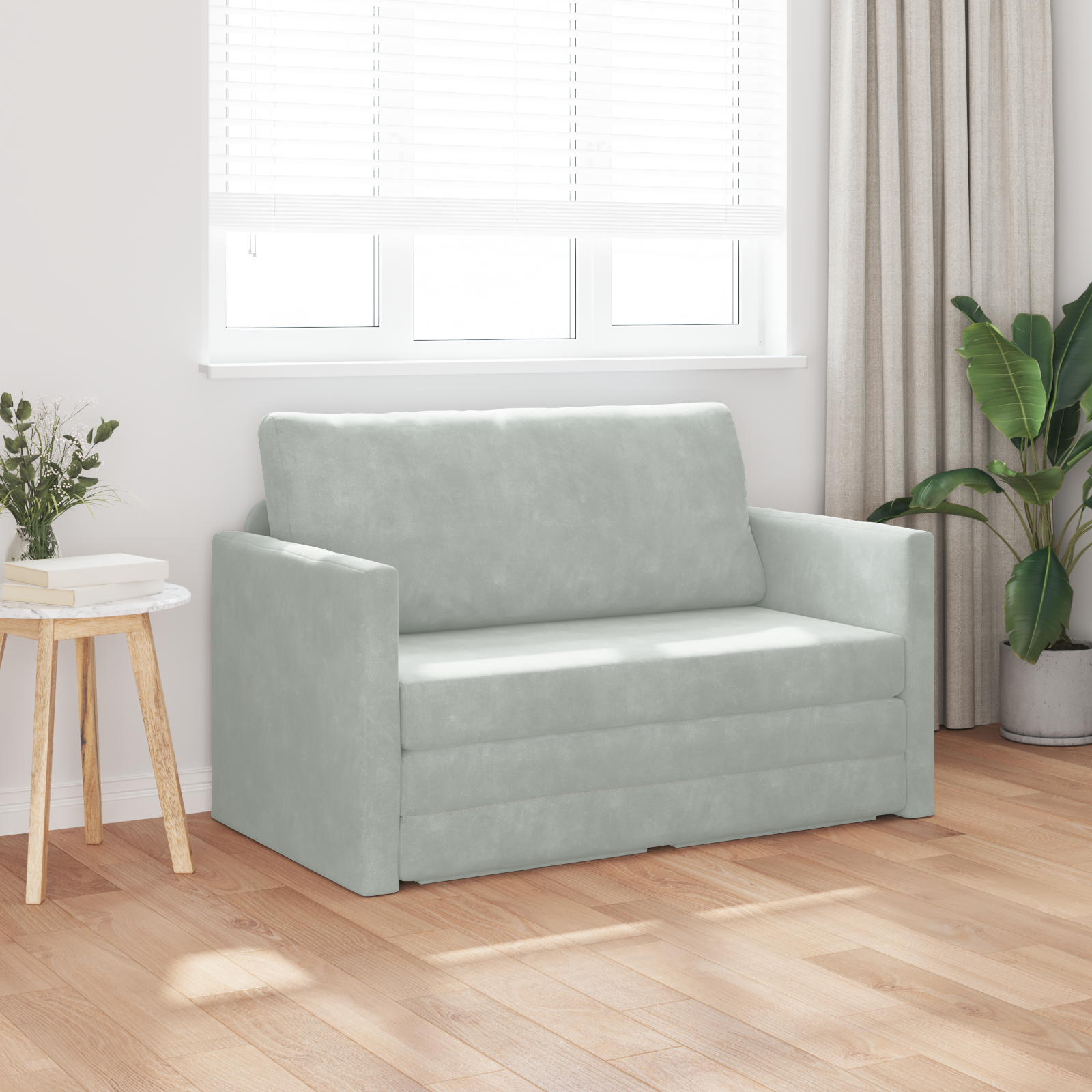 Canapea Pat 2-in-1 Gri deschis 124x204x61 cm Catifea GartenMobel Dekor