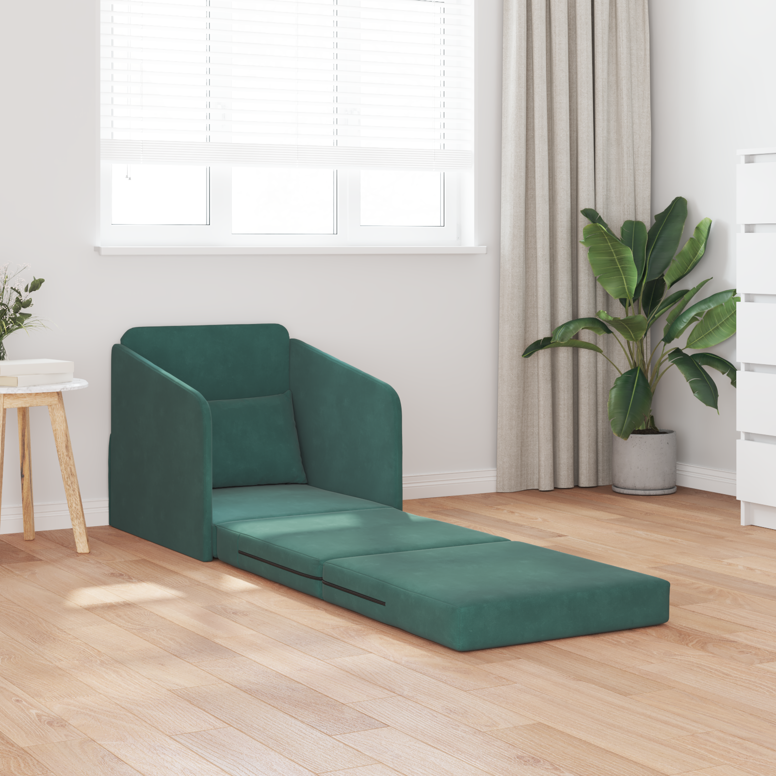 Canapea Pat 2-in-1 Verde Închis 65x80x83 cm Catifea GartenMobel Dekor
