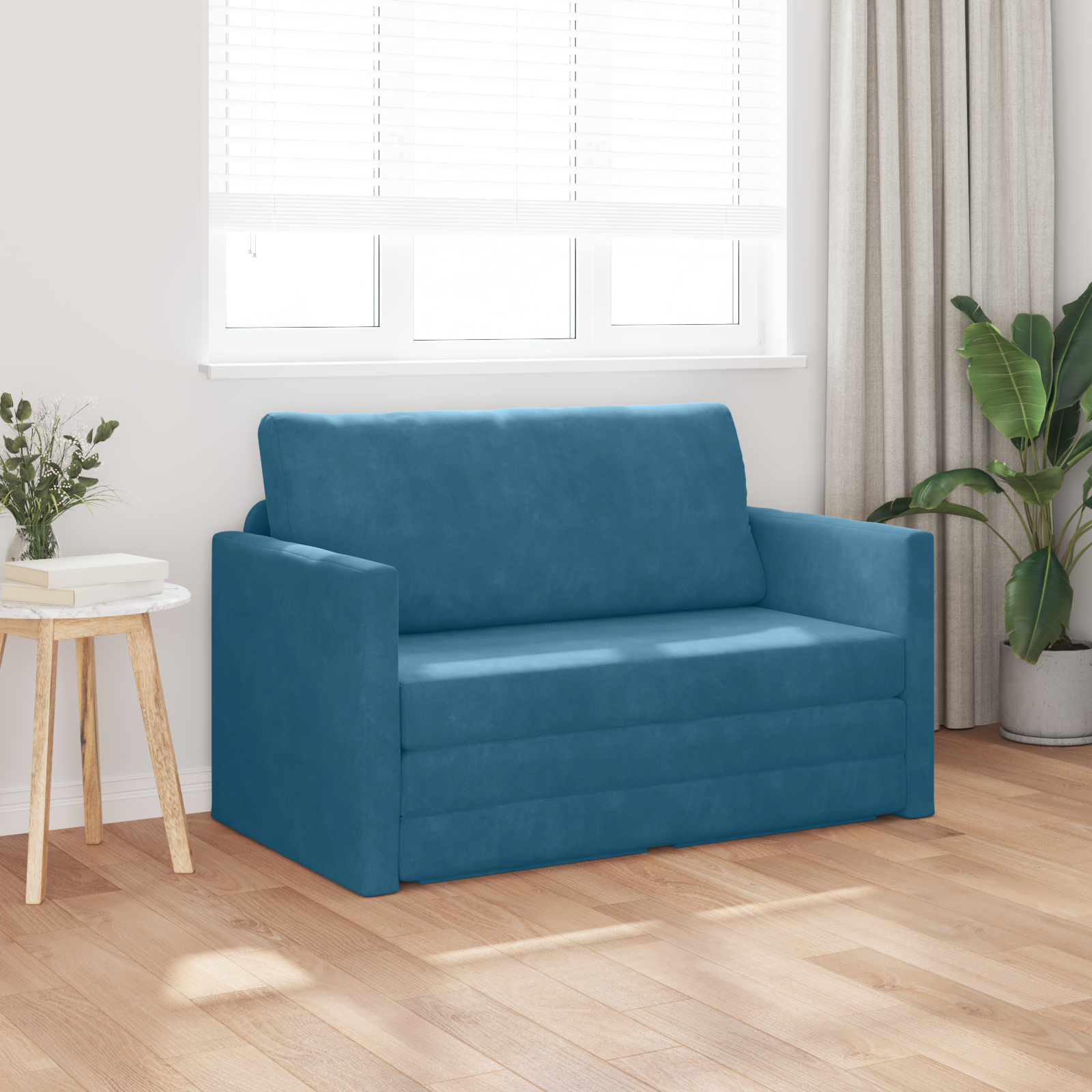 Canapea de podea extensibilă 2 în 1 Albastră 124x204x61 cm Catifea GartenMobel Dekor