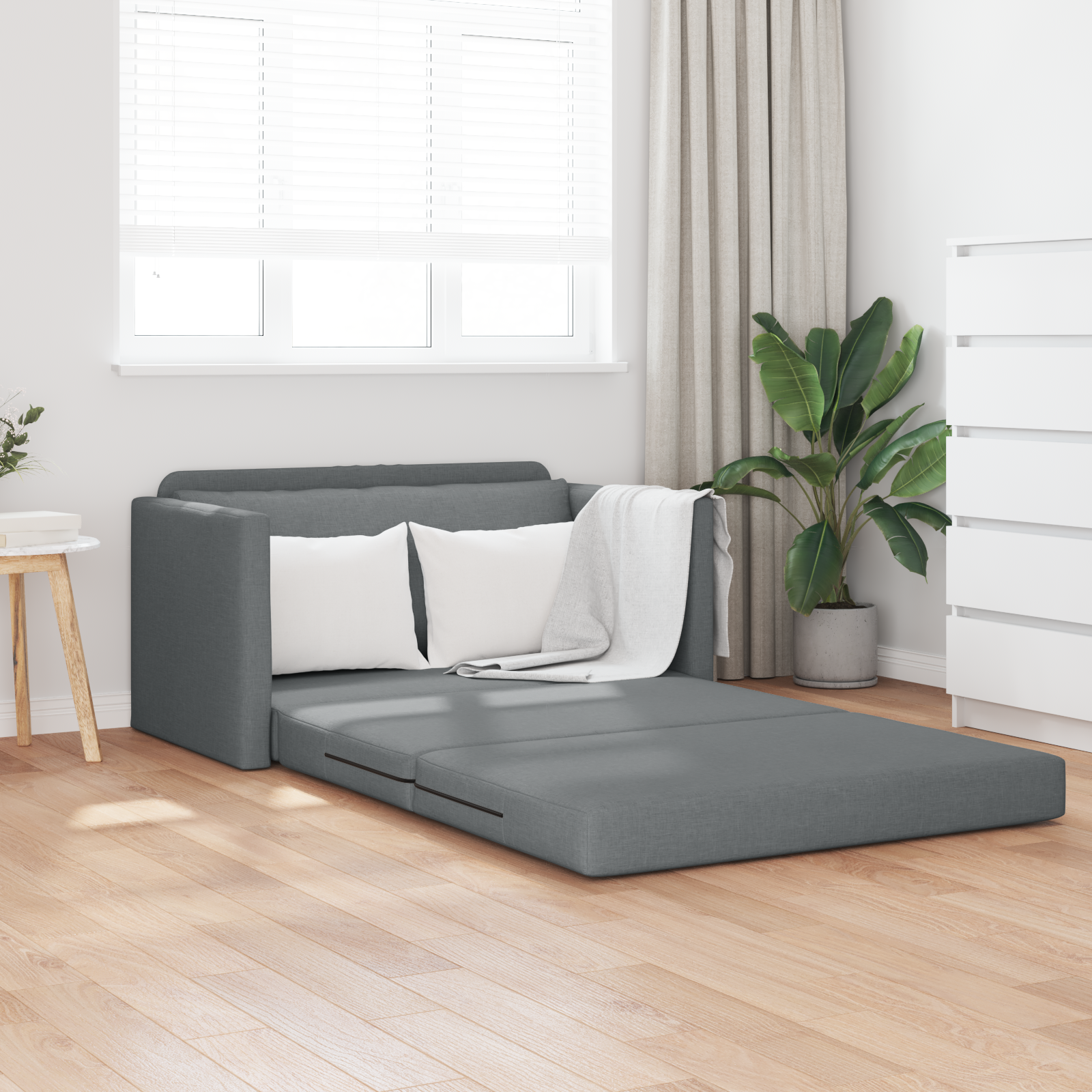 Canapea pat 2 în 1 gri închis 124x71x78 cm material textil GartenMobel Dekor
