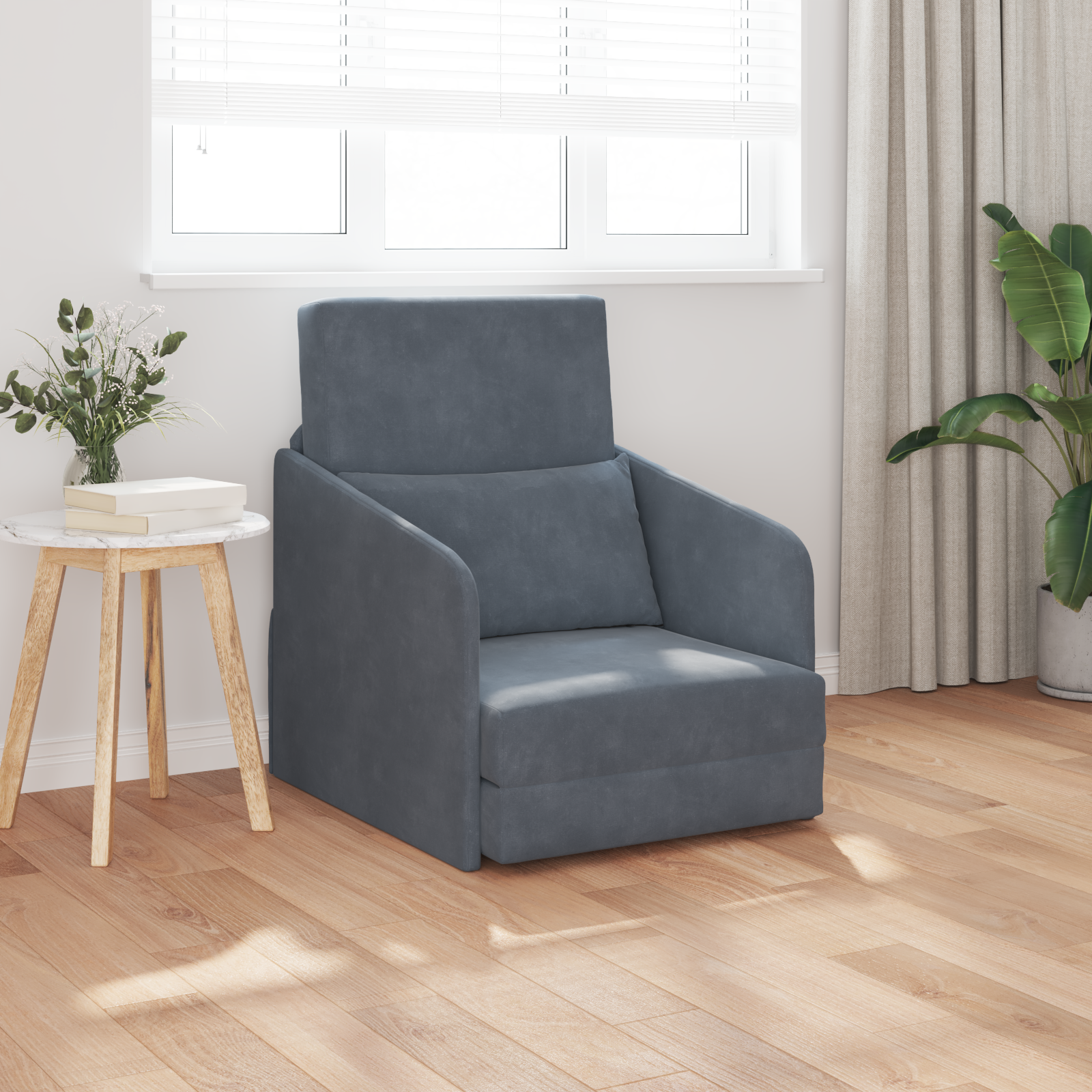 Canapea pat 2 în 1 gri închis 65x80x83 cm catifea GartenMobel Dekor