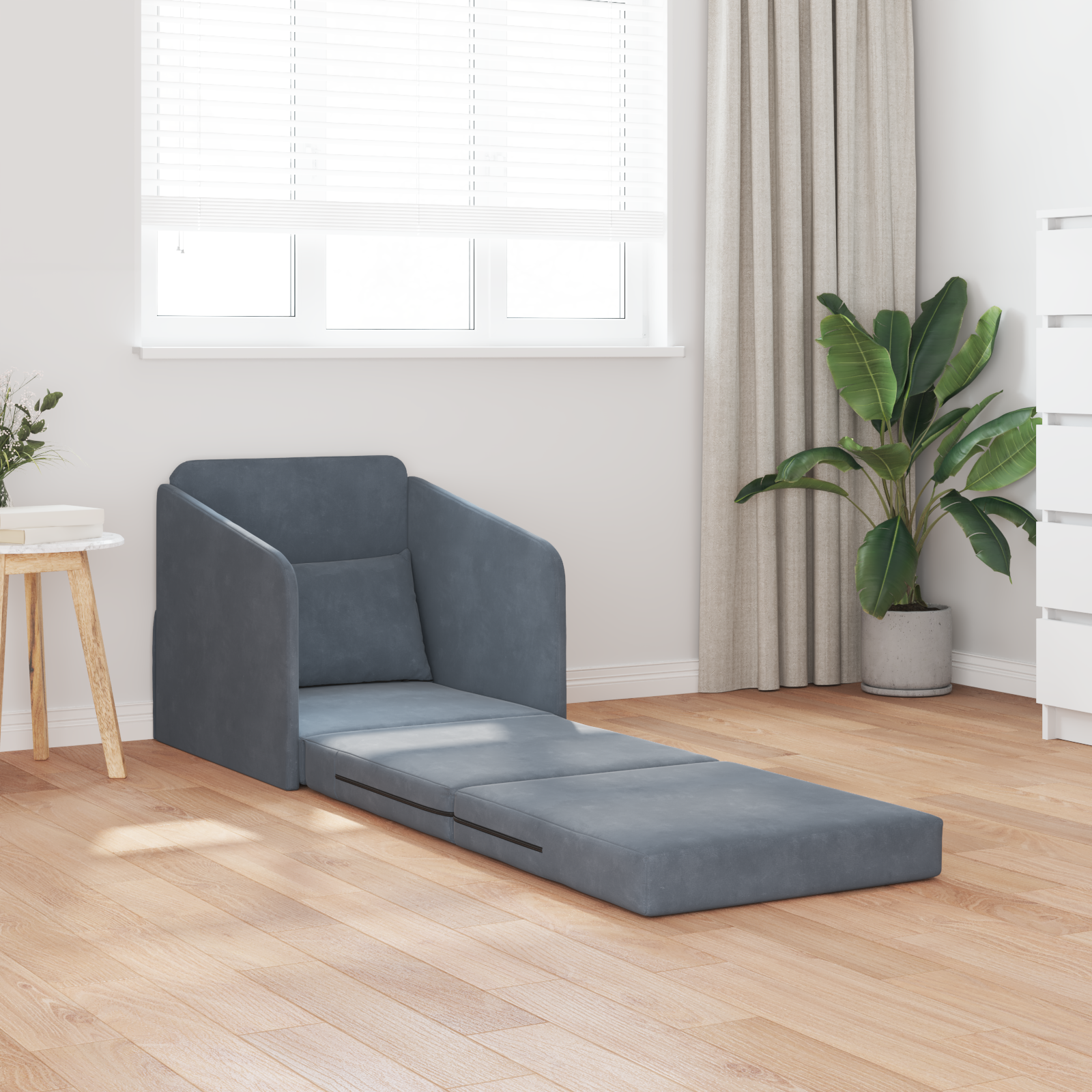 Canapea pat 2 în 1 gri închis 65x80x83 cm catifea GartenMobel Dekor