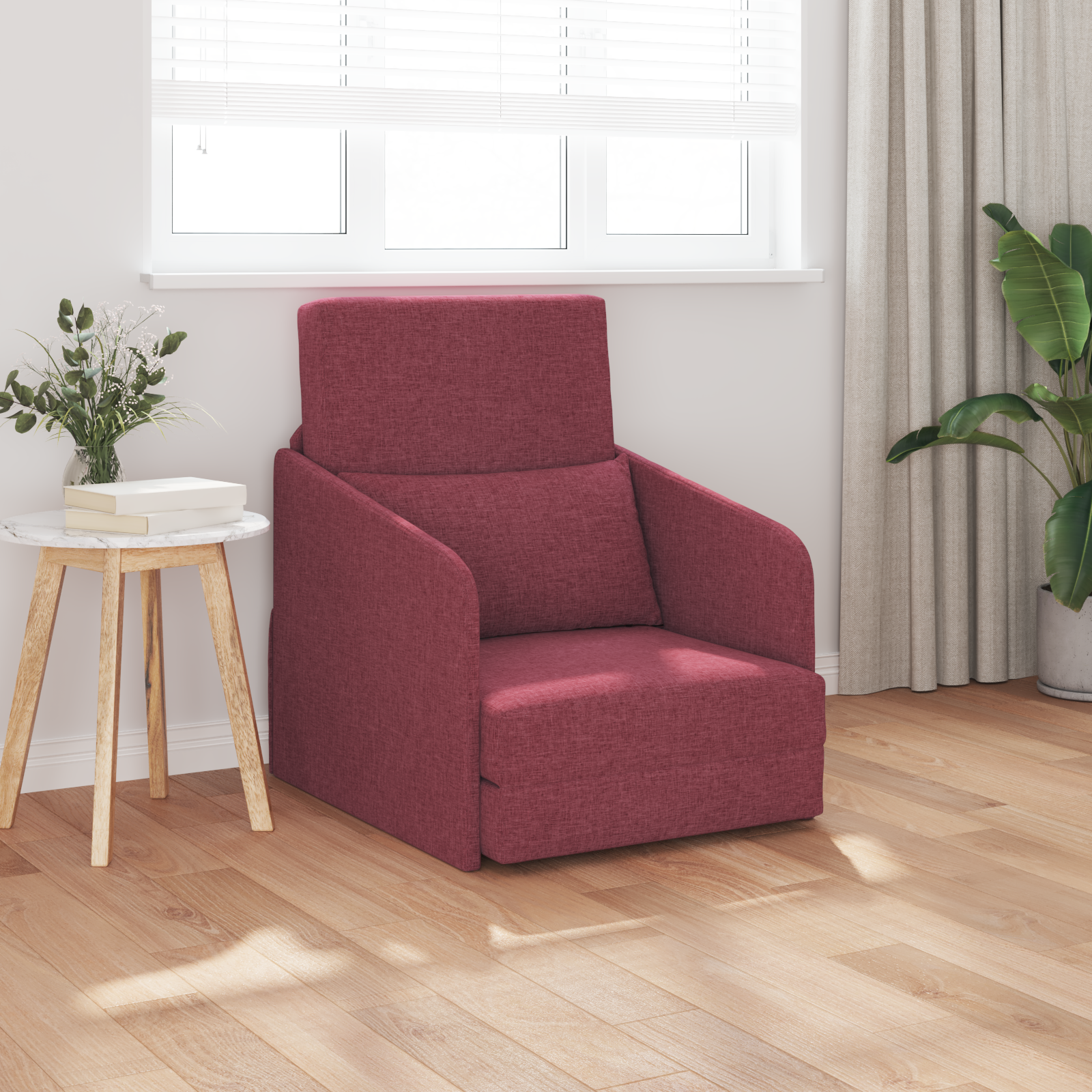 Sofa Pat de Pardoseală 2 în 1 Roșu Vin 65x80x83 cm Tesătură GartenMobel Dekor