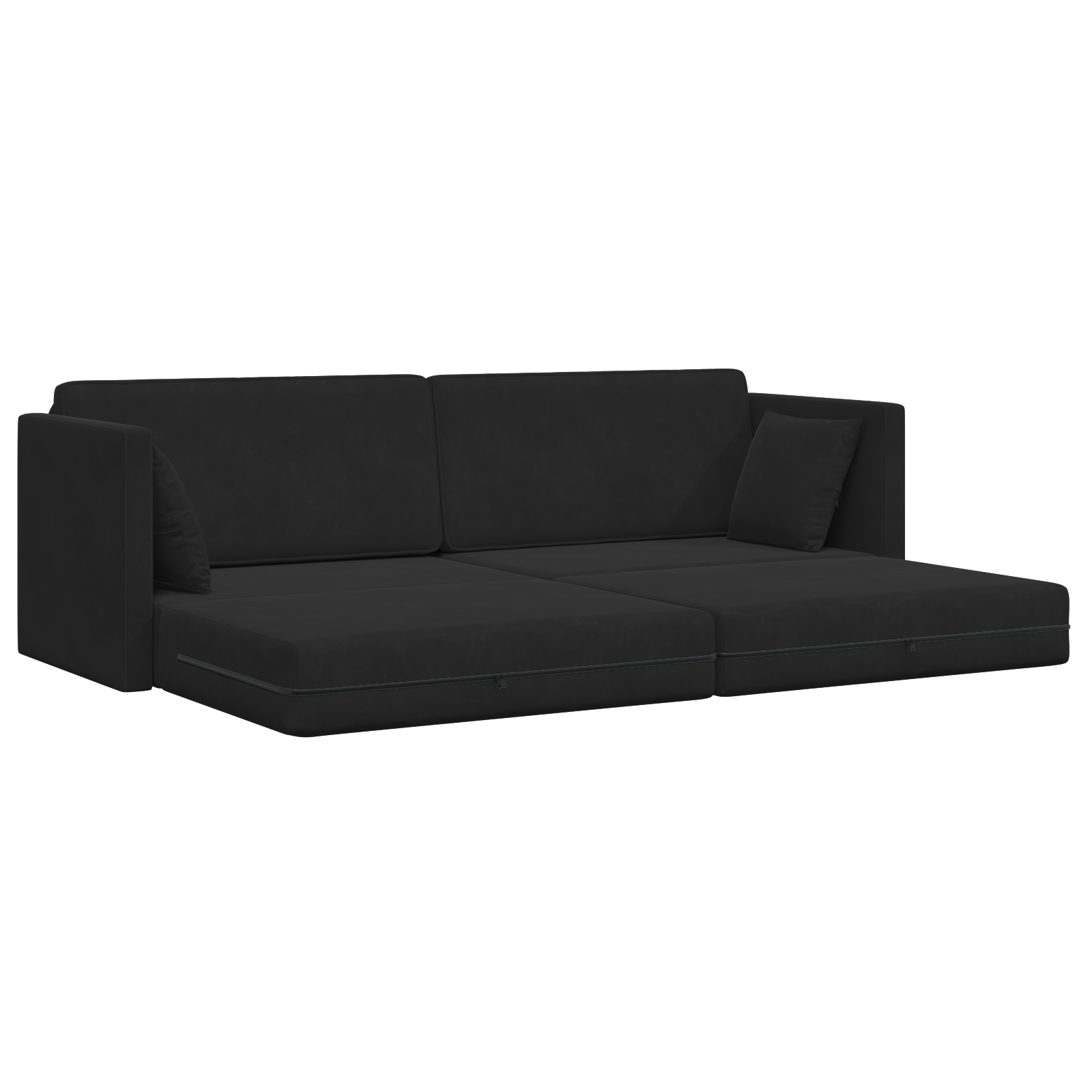 Canapea Pat 2 în 1 Neagră 213x144x60 cm Catifea GartenMobel Dekor