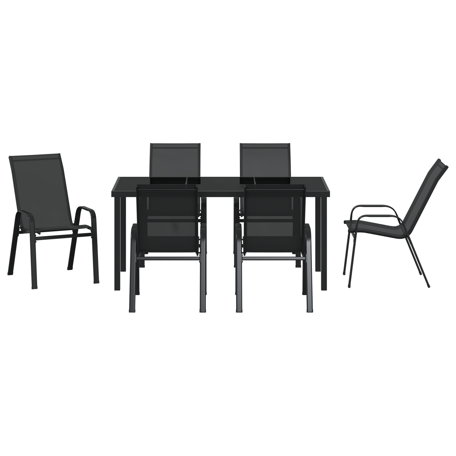 Set de Mese pentru Grădină cu 7 Piese Negru Textilenă și Oțel GartenMobel Dekor