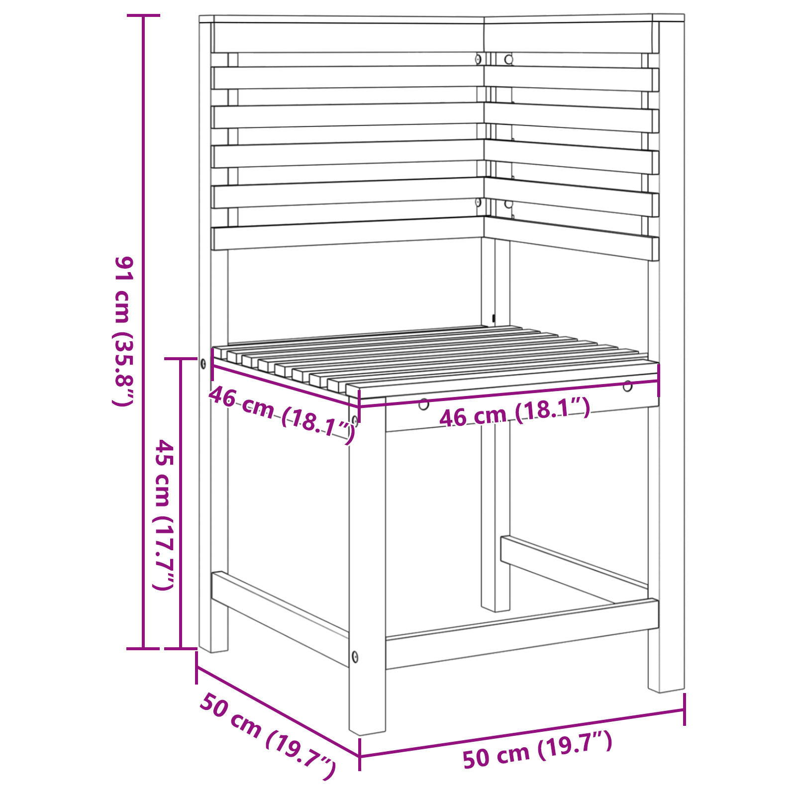 Scaun de grădină colțar din lemn solid de acacia GartenMobel Dekor