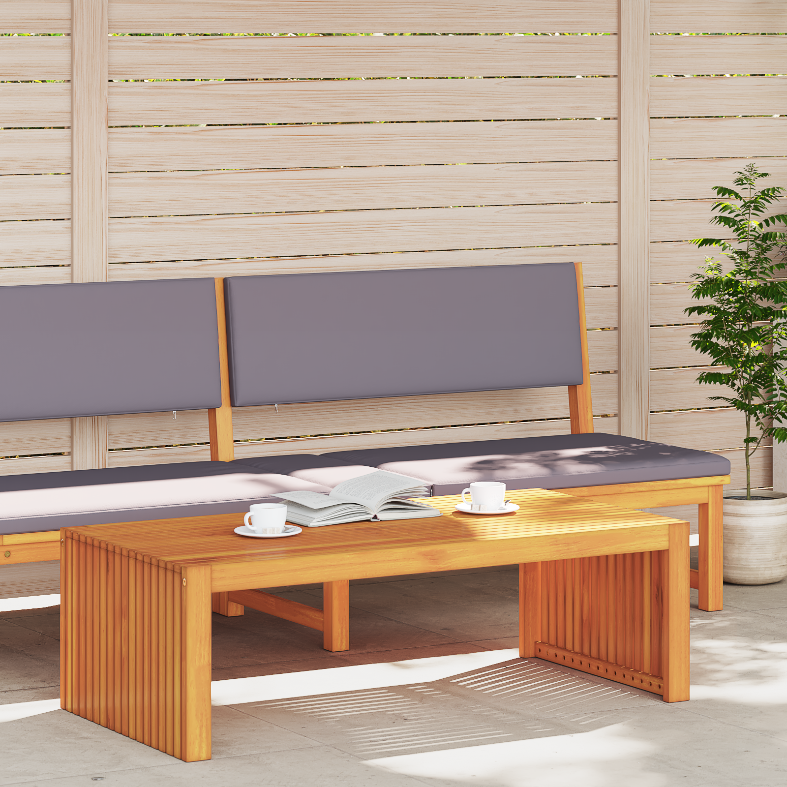 Masă de Cafea pentru Grădină 110x55x35 cm Lemn Solid Acacia GartenMobel Dekor