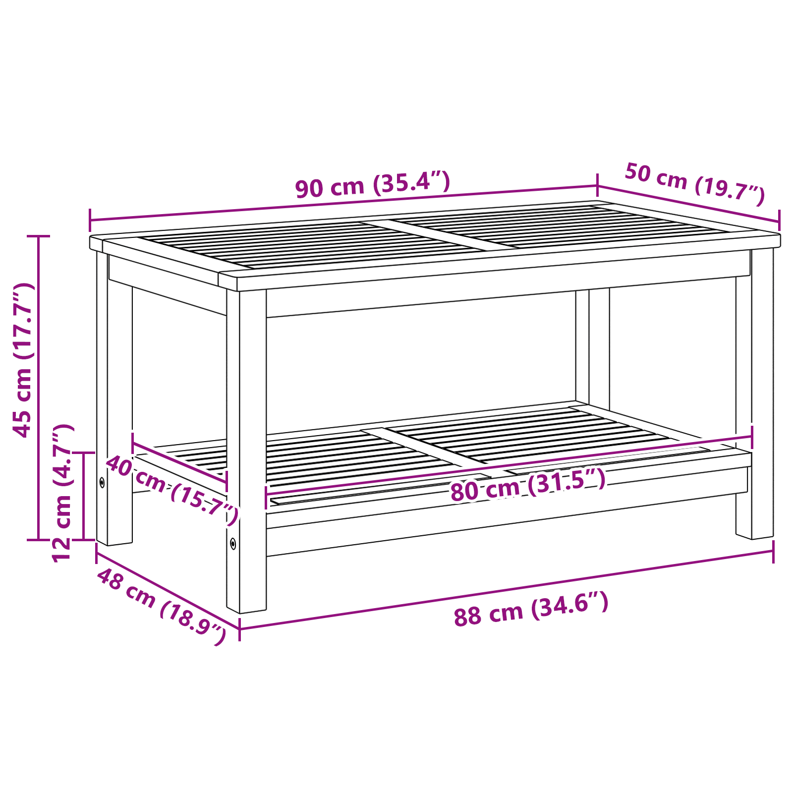Masa de cafea 110x55x45 cm Lemn solid de acacia GartenMobel Dekor