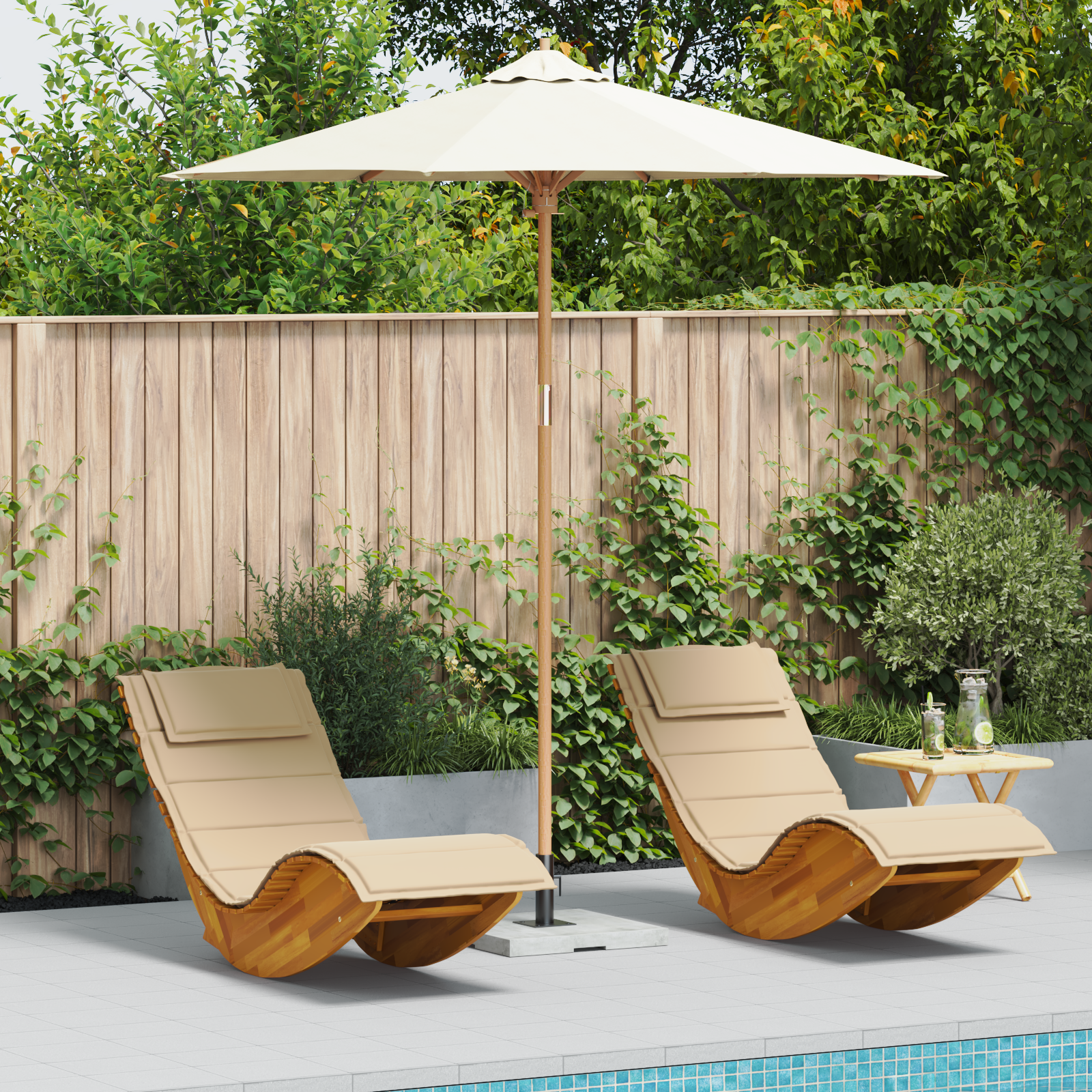 Parasol Grădină Alb Crem 240x260 cm Bambus GartenMobel Dekor