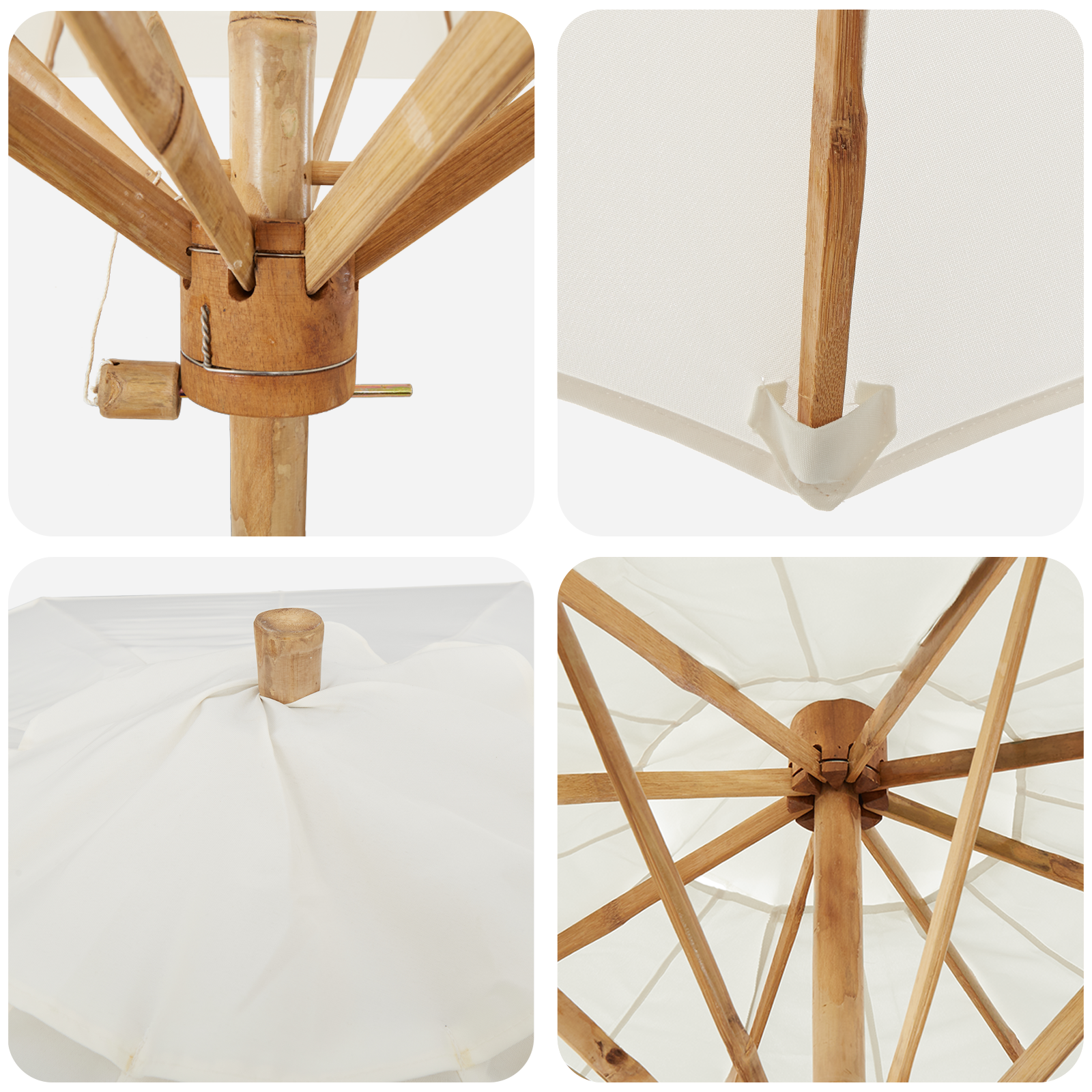 Parasol Grădină Crem 217x230 cm Bambus GartenMobel Dekor