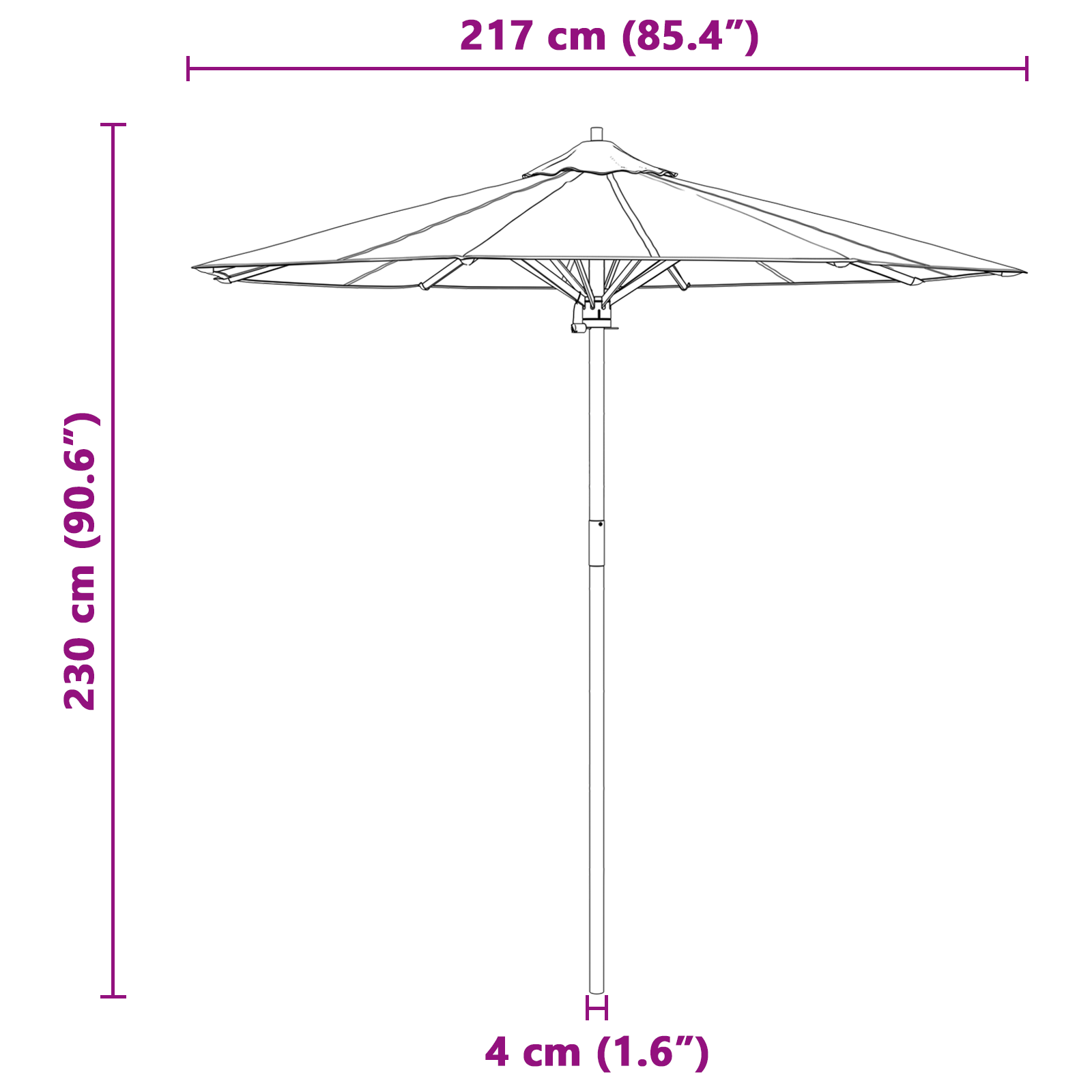 Parasol Grădină Crem 217x230 cm Bambus GartenMobel Dekor