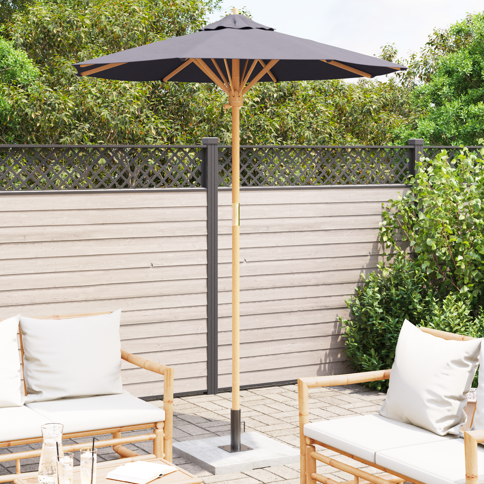 Parasol de Grădină Gri Închis 180x230 cm Bambus GartenMobel Dekor