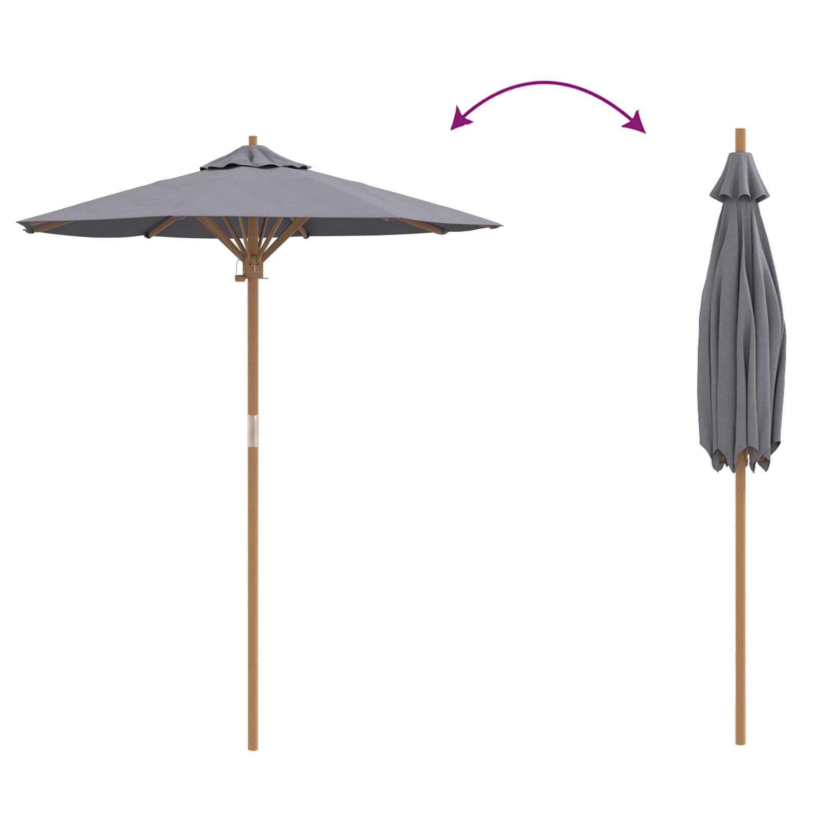 Parasol de Grădină Gri Închis 180x230 cm Bambus GartenMobel Dekor