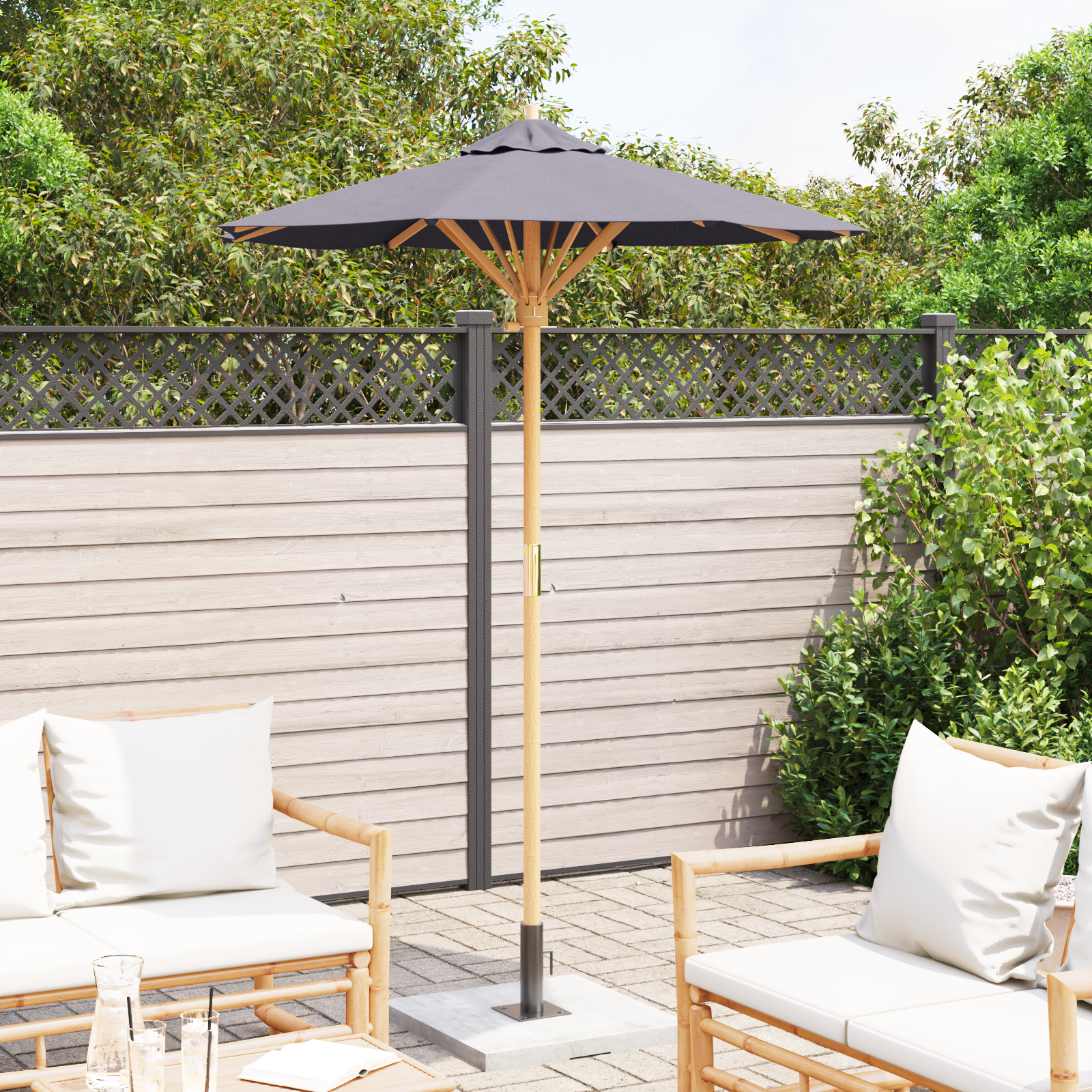 Parasol de Grădină Gri Întunecat 150x210 cm Bambus GartenMobel Dekor