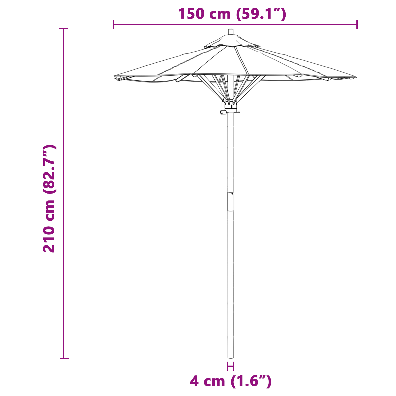 Parasol de Grădină Gri Întunecat 150x210 cm Bambus GartenMobel Dekor