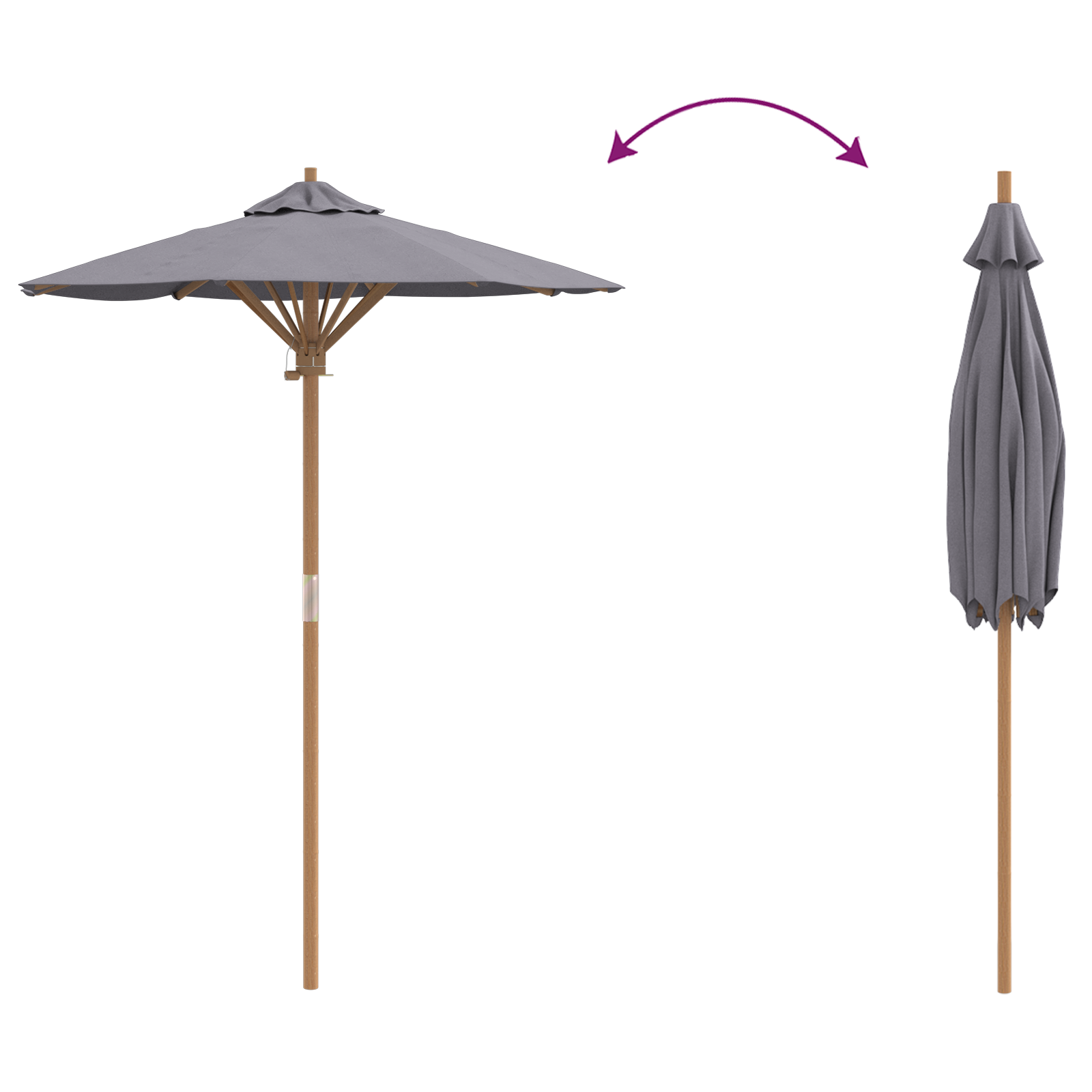 Parasol de Grădină Gri Întunecat 150x210 cm Bambus GartenMobel Dekor