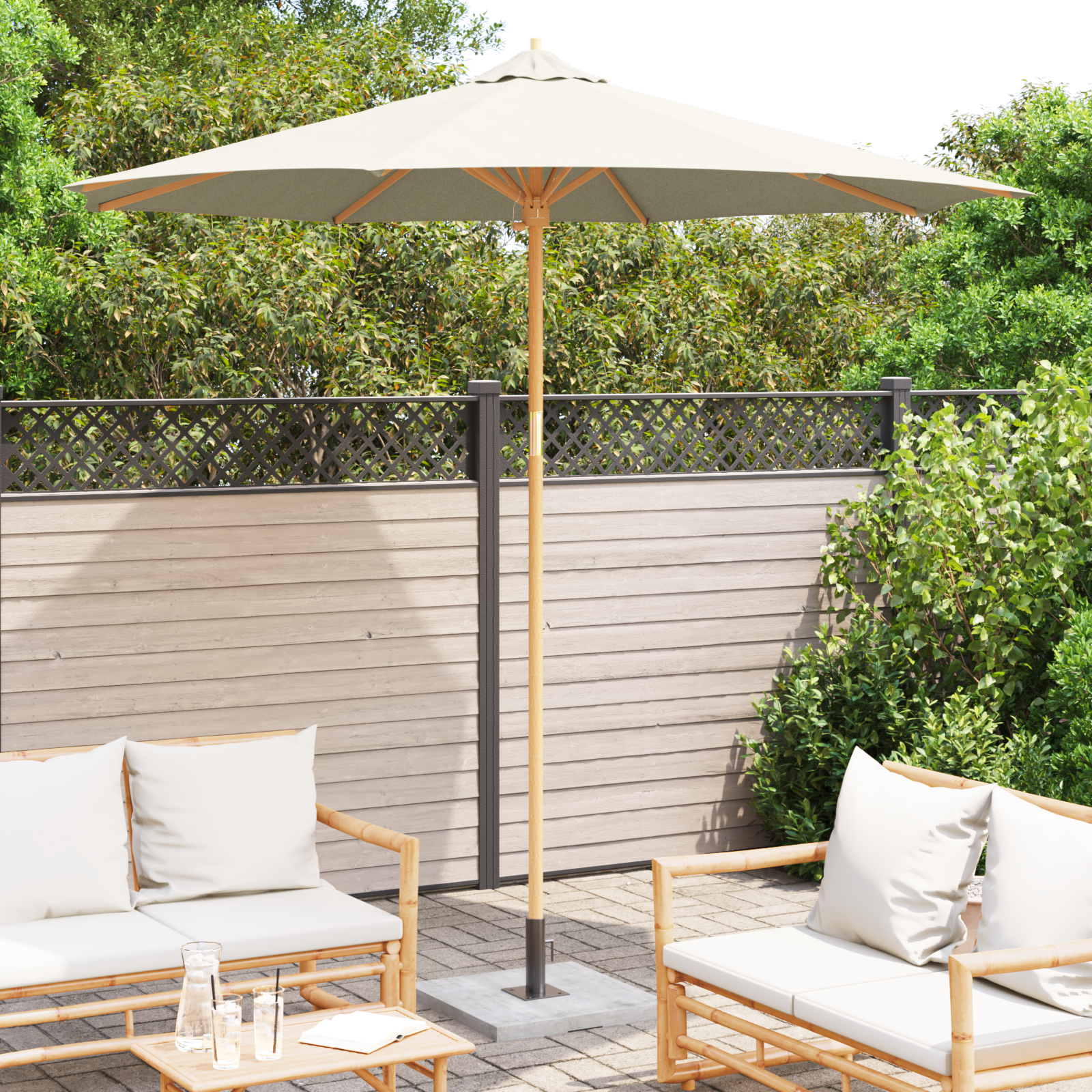 Parasol de grădină crem alb 270x260 cm bambus GartenMobel Dekor