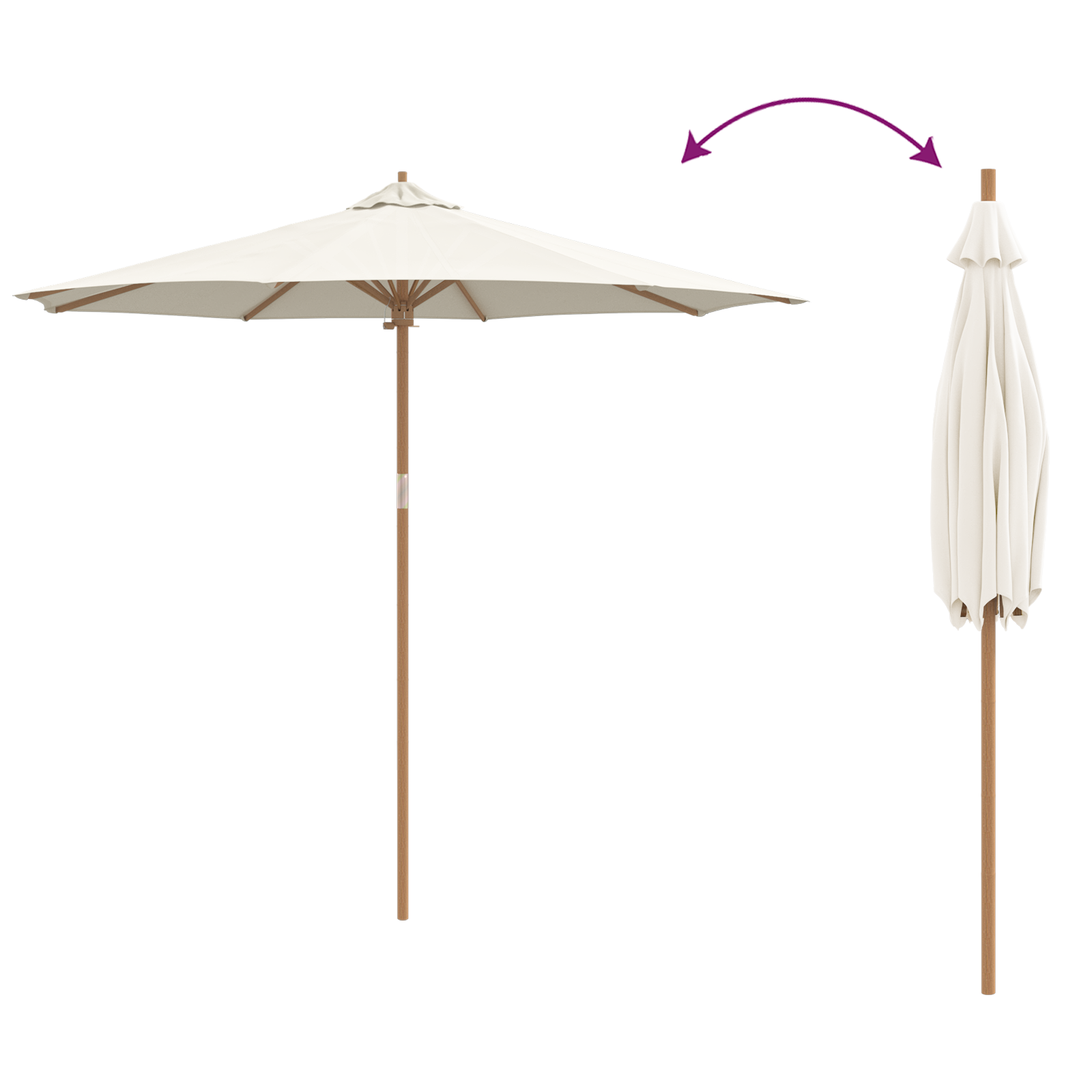 Parasol de grădină crem alb 270x260 cm bambus GartenMobel Dekor