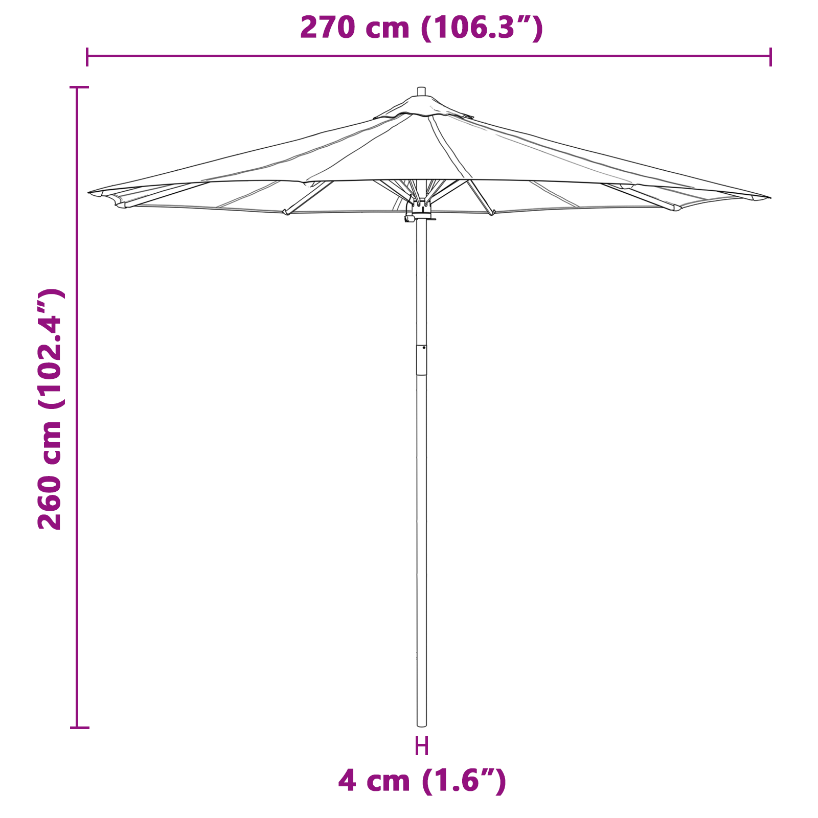 Parasol de grădină crem alb 270x260 cm bambus GartenMobel Dekor