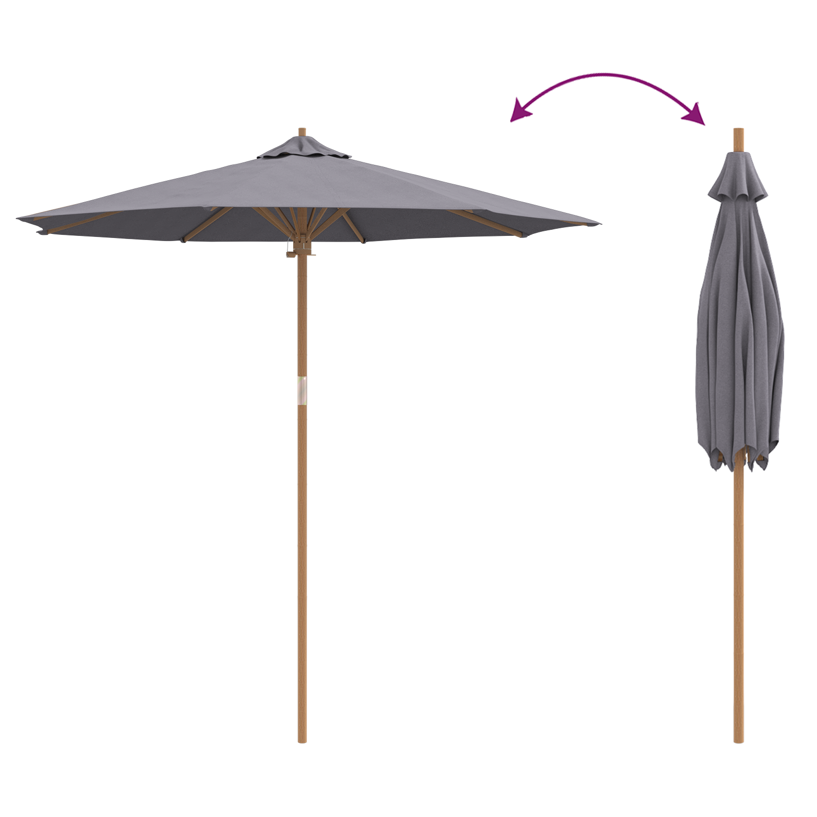 Parasol gri închis 240x260 cm din bambus GartenMobel Dekor