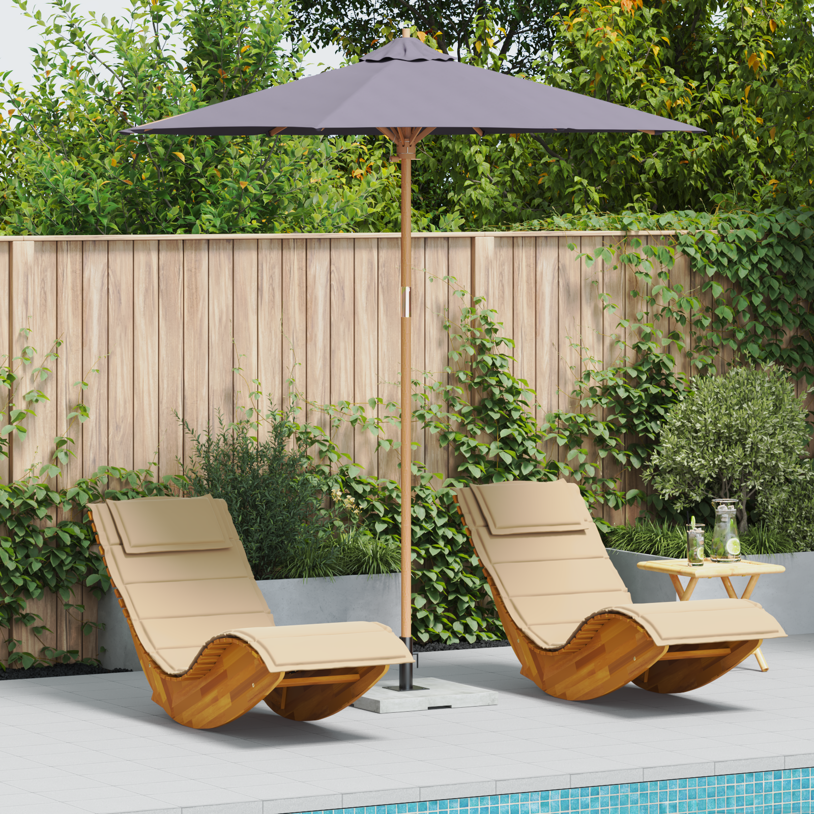 Parasol gri închis 240x260 cm din bambus GartenMobel Dekor