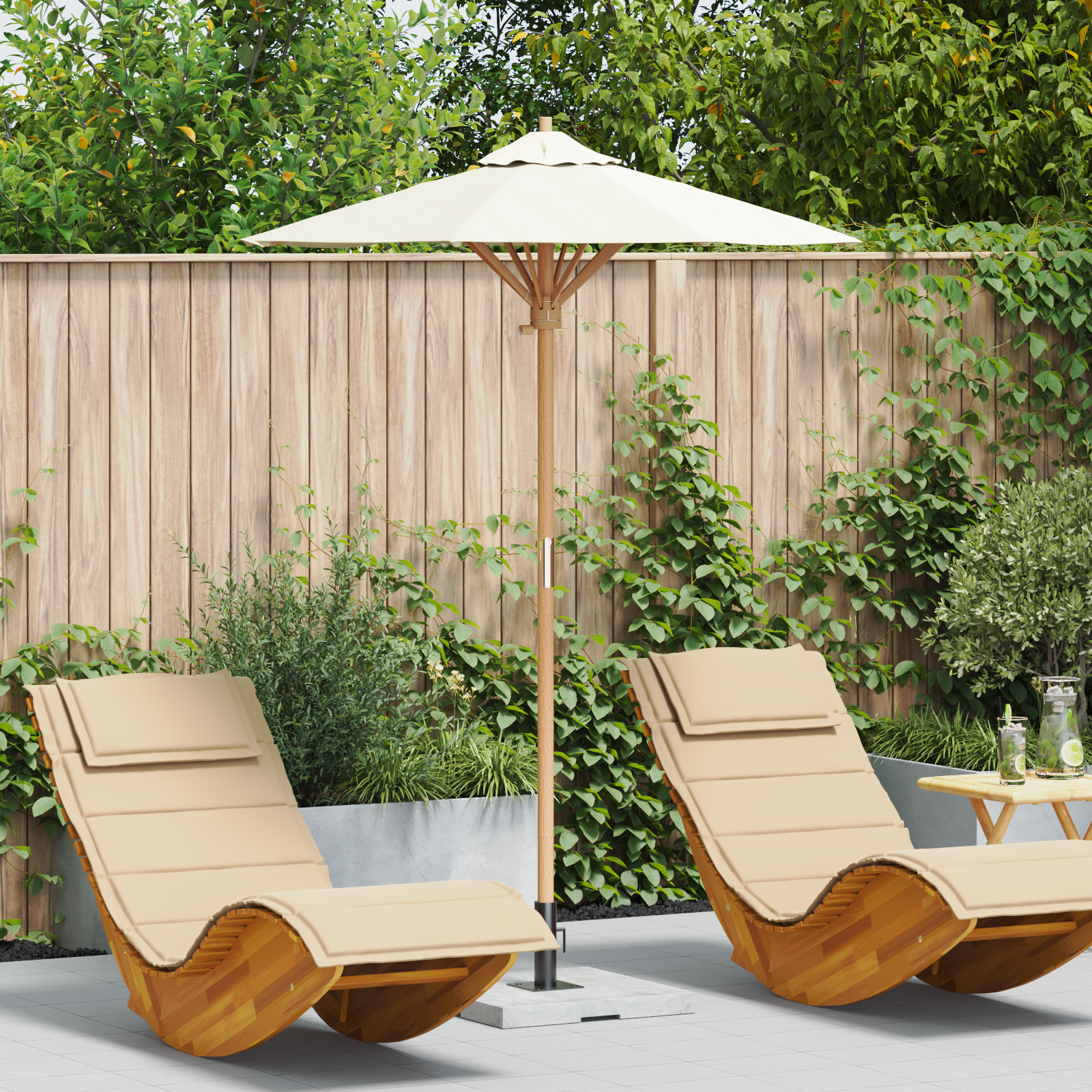 Umbrela de grădină Alb crem 150x210 cm Bambus GartenMobel Dekor