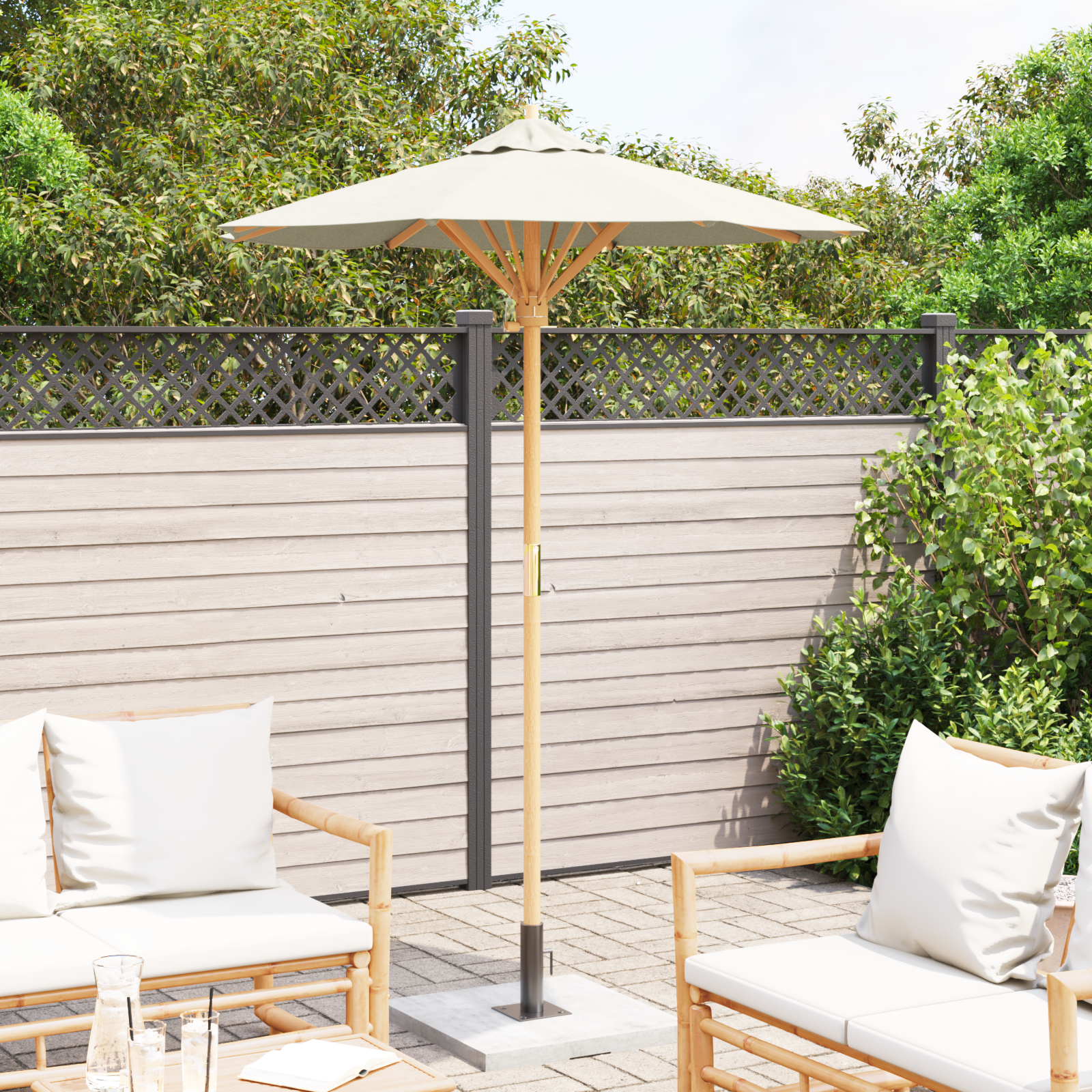 Umbrela de grădină Alb crem 150x210 cm Bambus GartenMobel Dekor