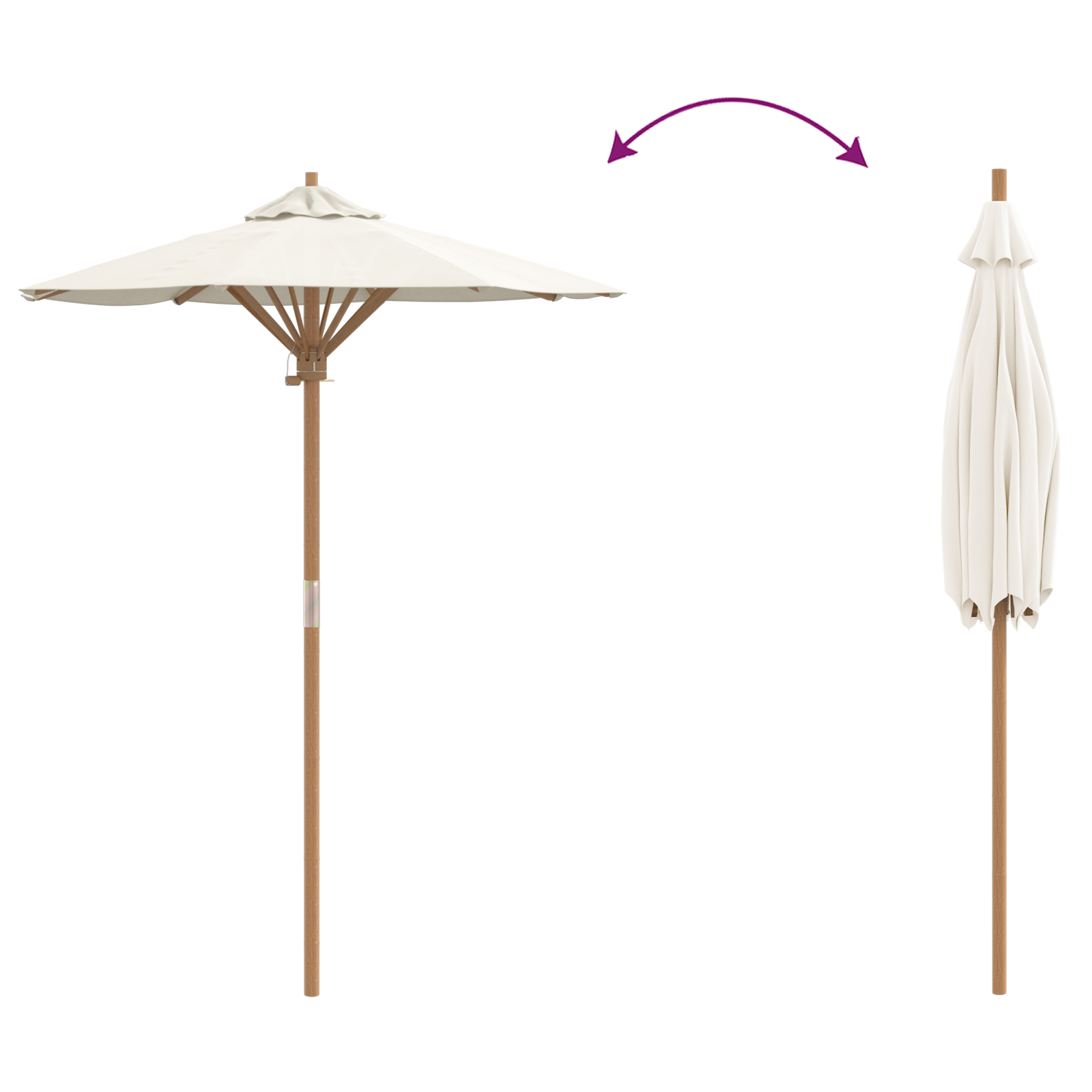 Umbrela de grădină Alb crem 150x210 cm Bambus GartenMobel Dekor