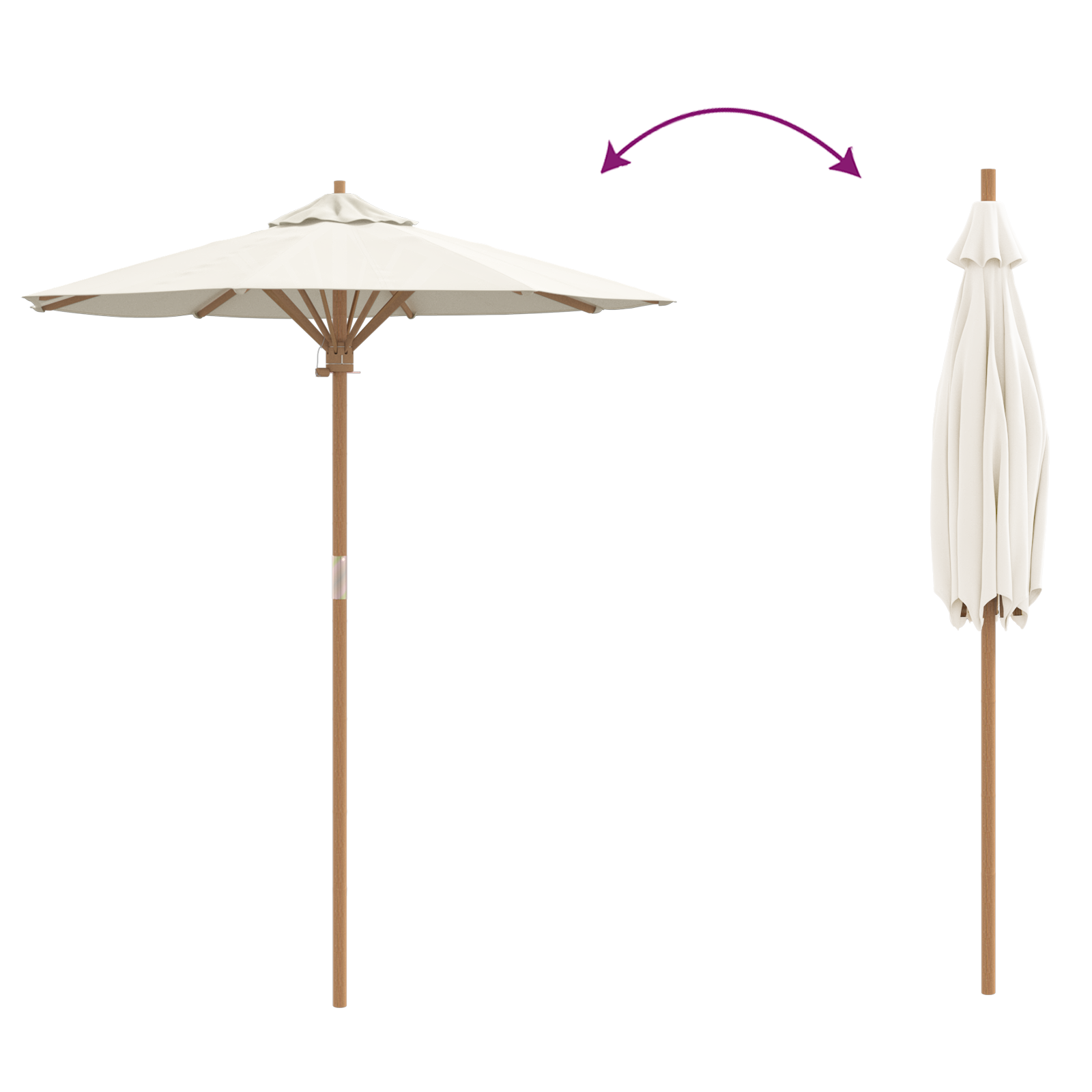 Umbrelă de grădină crem alb 180x230 cm Bambus GartenMobel Dekor